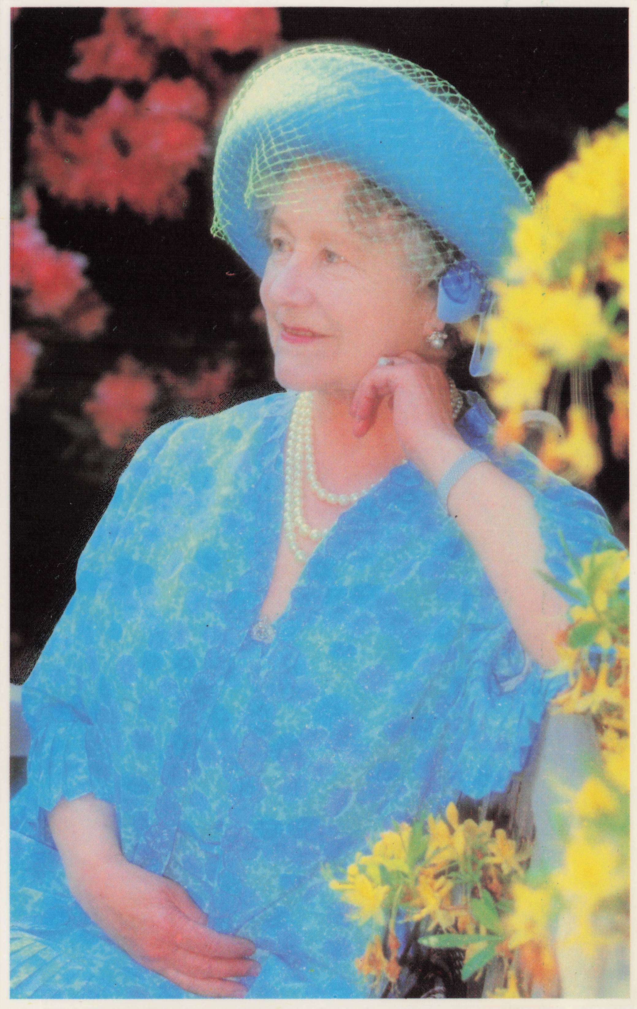 Lady In Blue Dress Hat Birthday Study Queen Mother Portrait Royal Photo Postcard