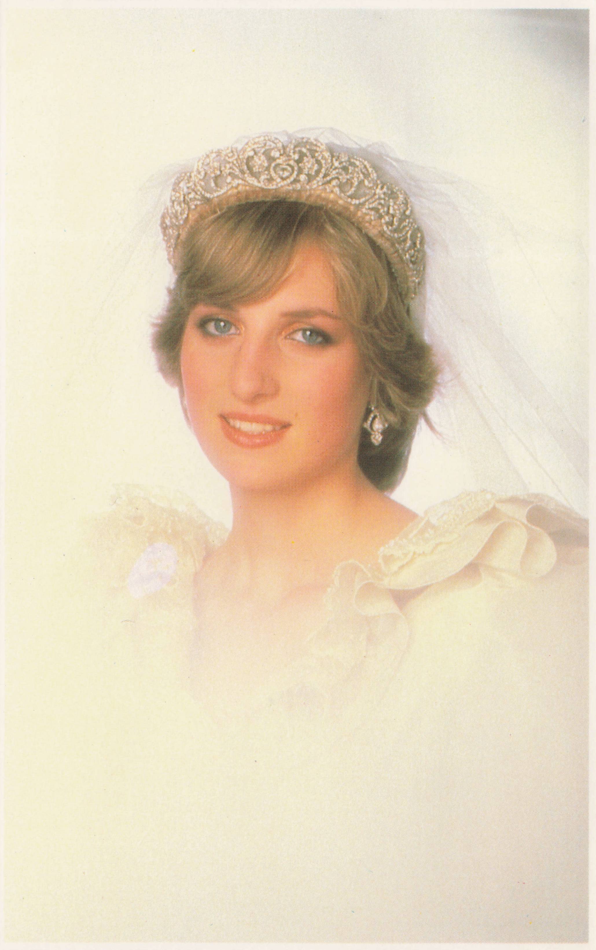 Princess Diana Wedding Bridal Dress Veil Patrick Lichfield Royal Portrait Postcard