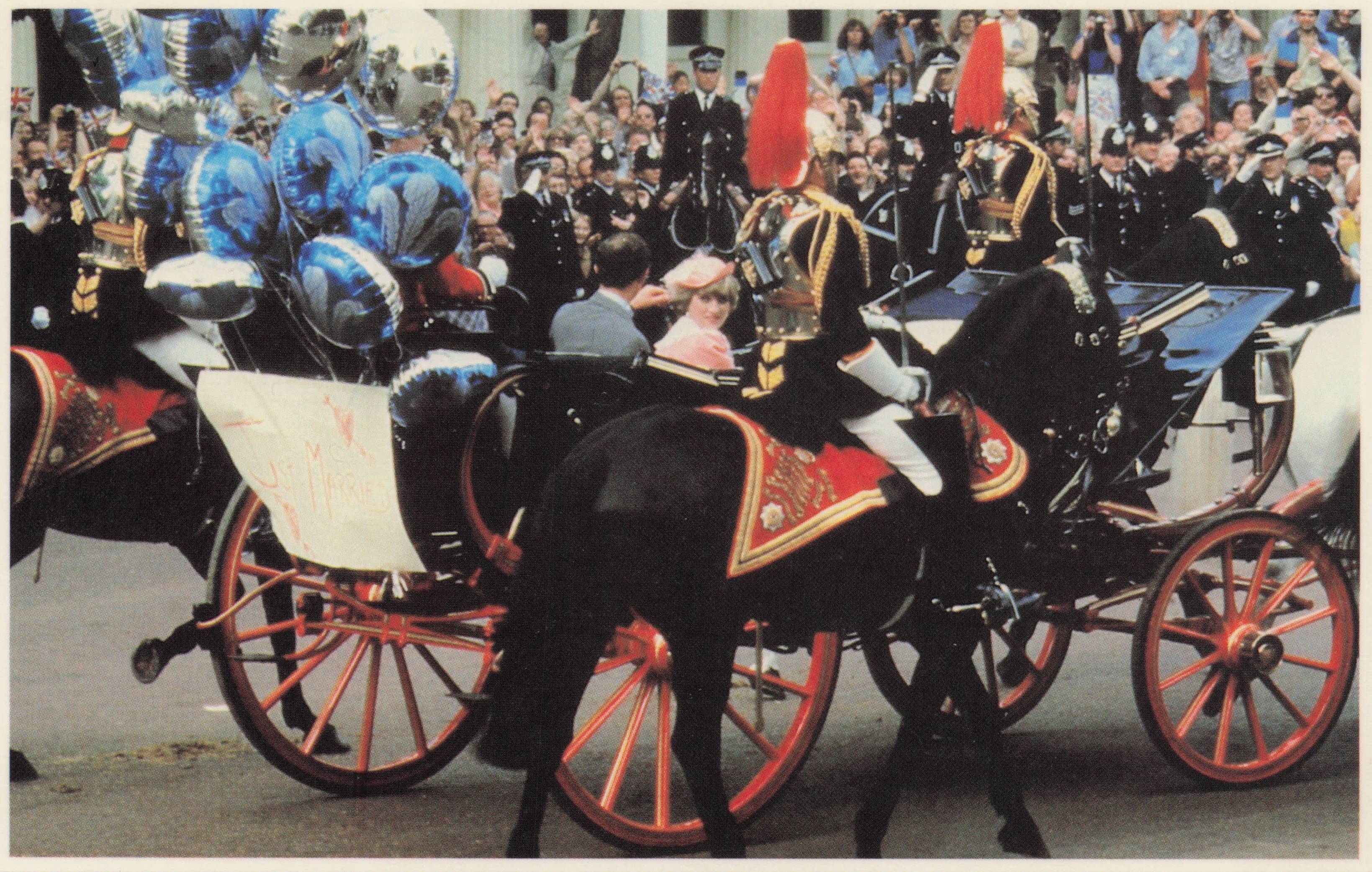 Just Married Landau Carriage Ride Prince Charles Princess Diana Royal Postcard