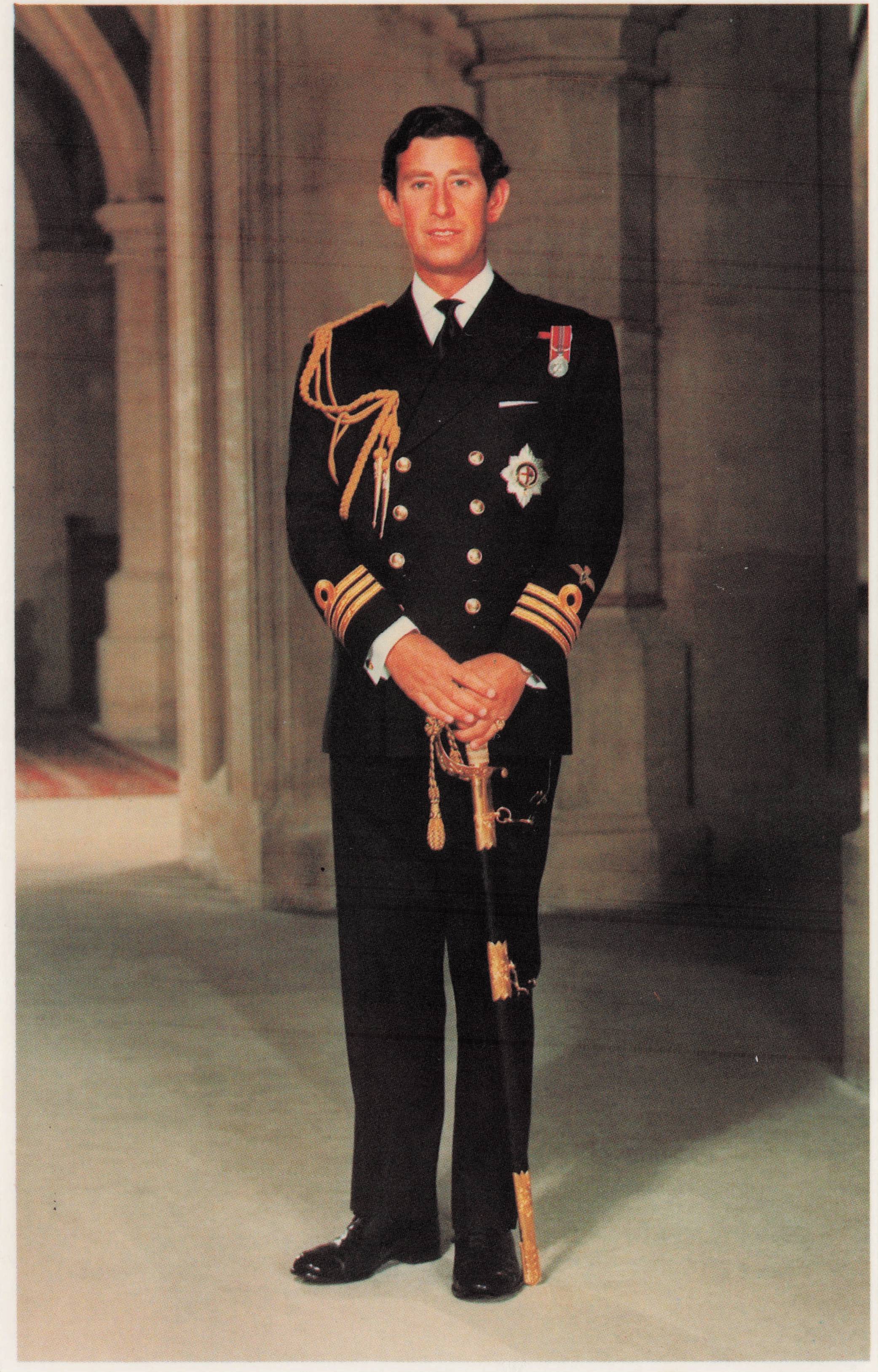 Prince King Charles In Military Royal Navy Uniform 1981 Royal Wedding Photo Postcard