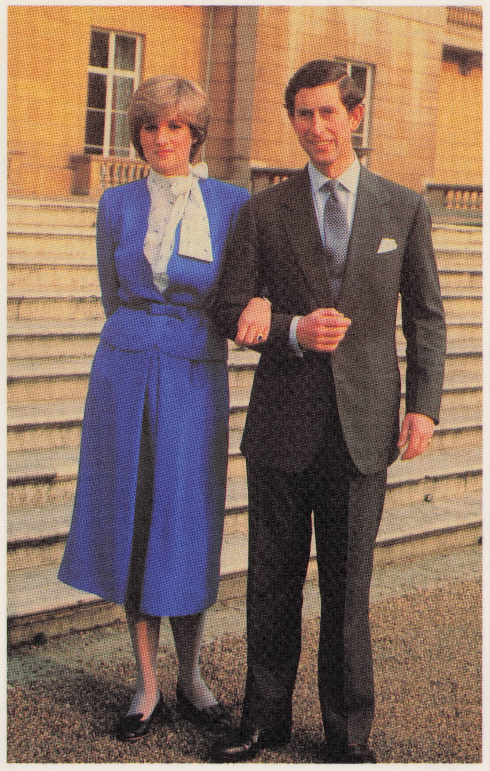 Prince Charles & Princess Diana Royal Engagement Portrait Historic Photo Postcard