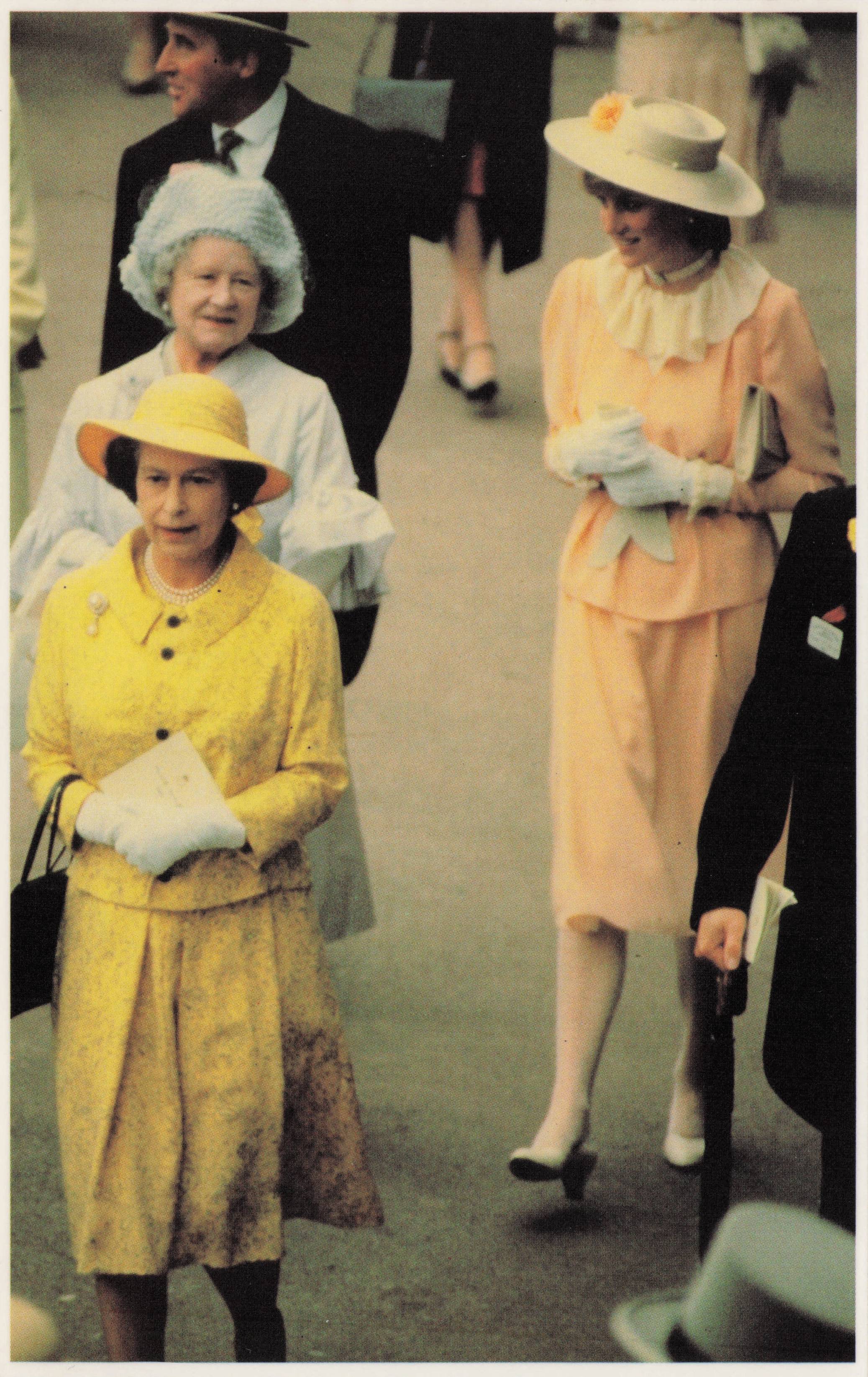 Queen Elizabeth Mother Princess Diana Royal Trip To Ascot Races 1981 Postcard