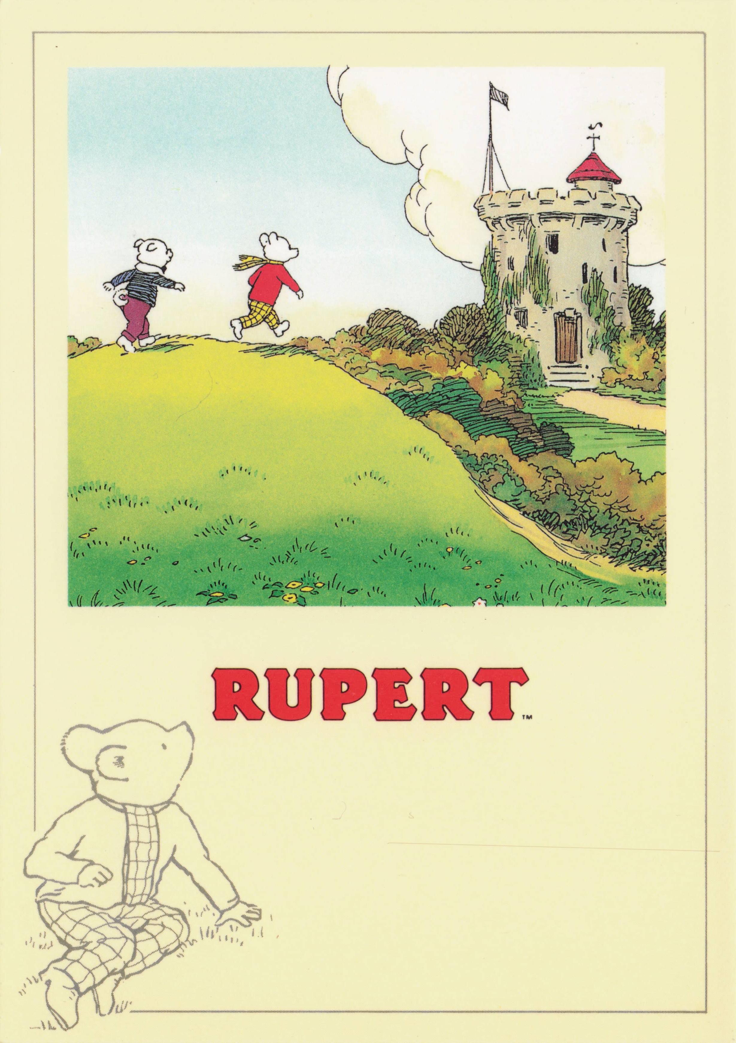 Rupert The Bear In Castle & The Courier WW2 Bird Book PC815 Postcard