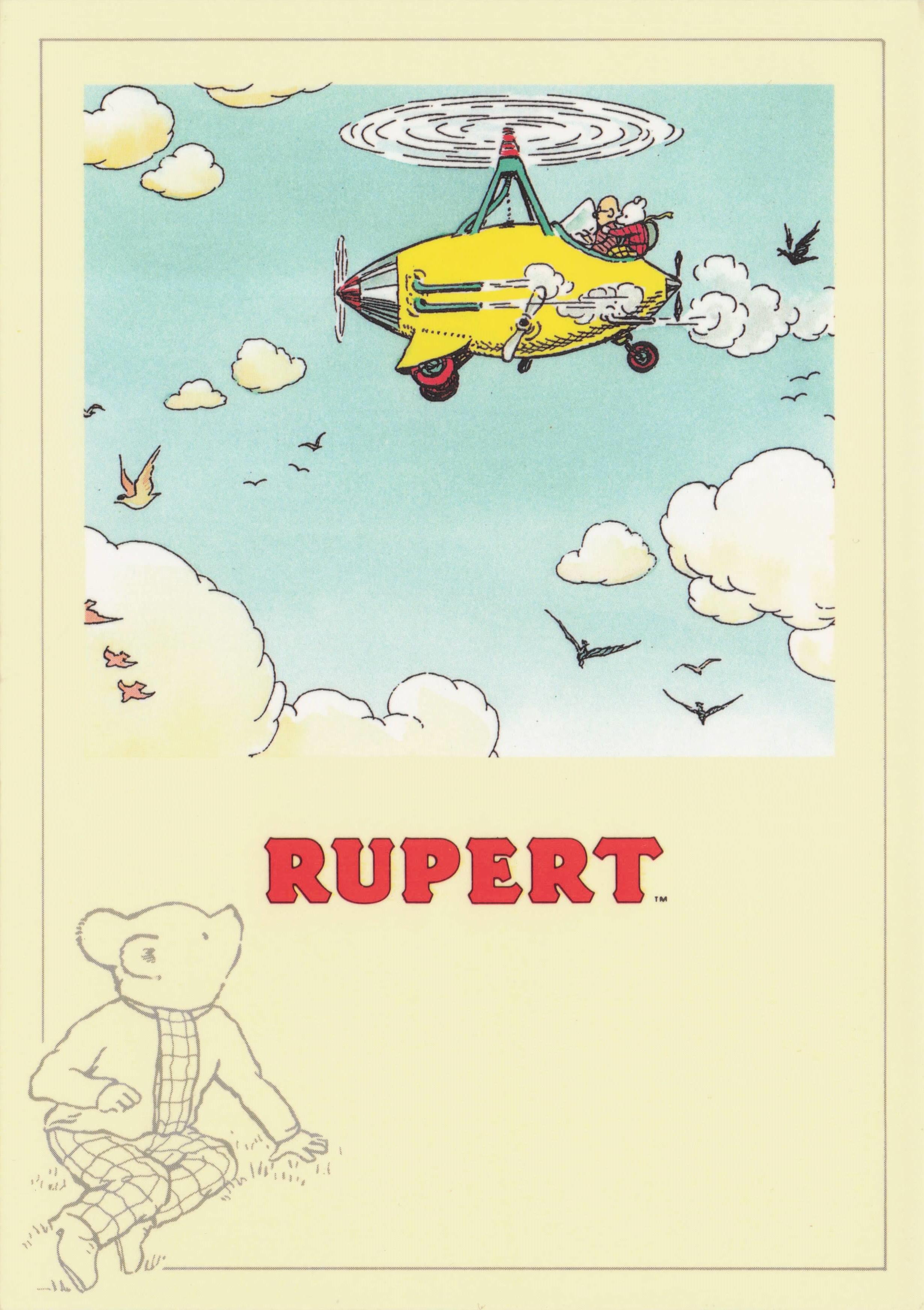 Rupert The Bear In WW1 Plane Transport & The Courier Bird Book PC825 Postcard