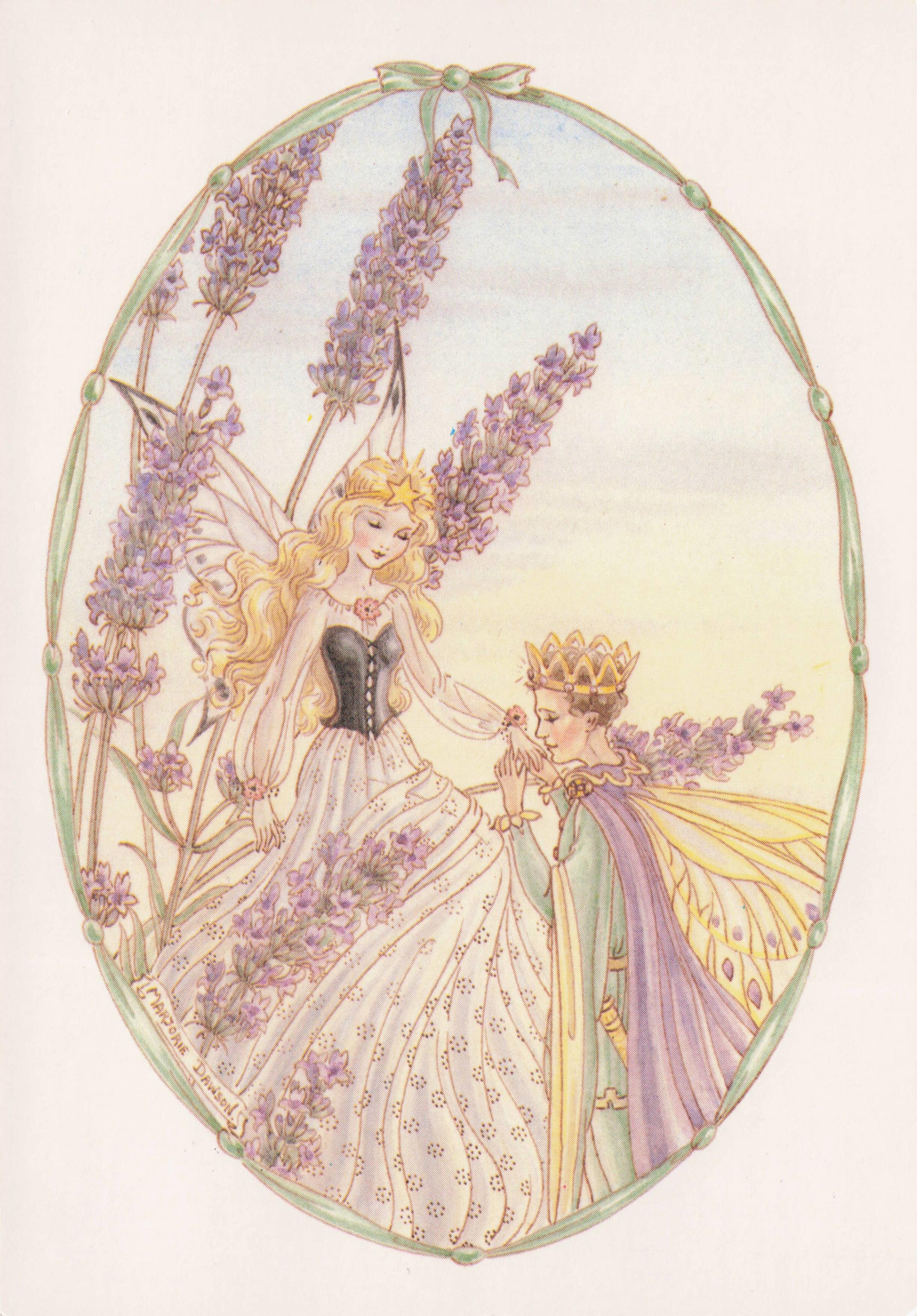 Lavender Blue Flower Fairy World Collection Marjorie Dawson Rare Postcard