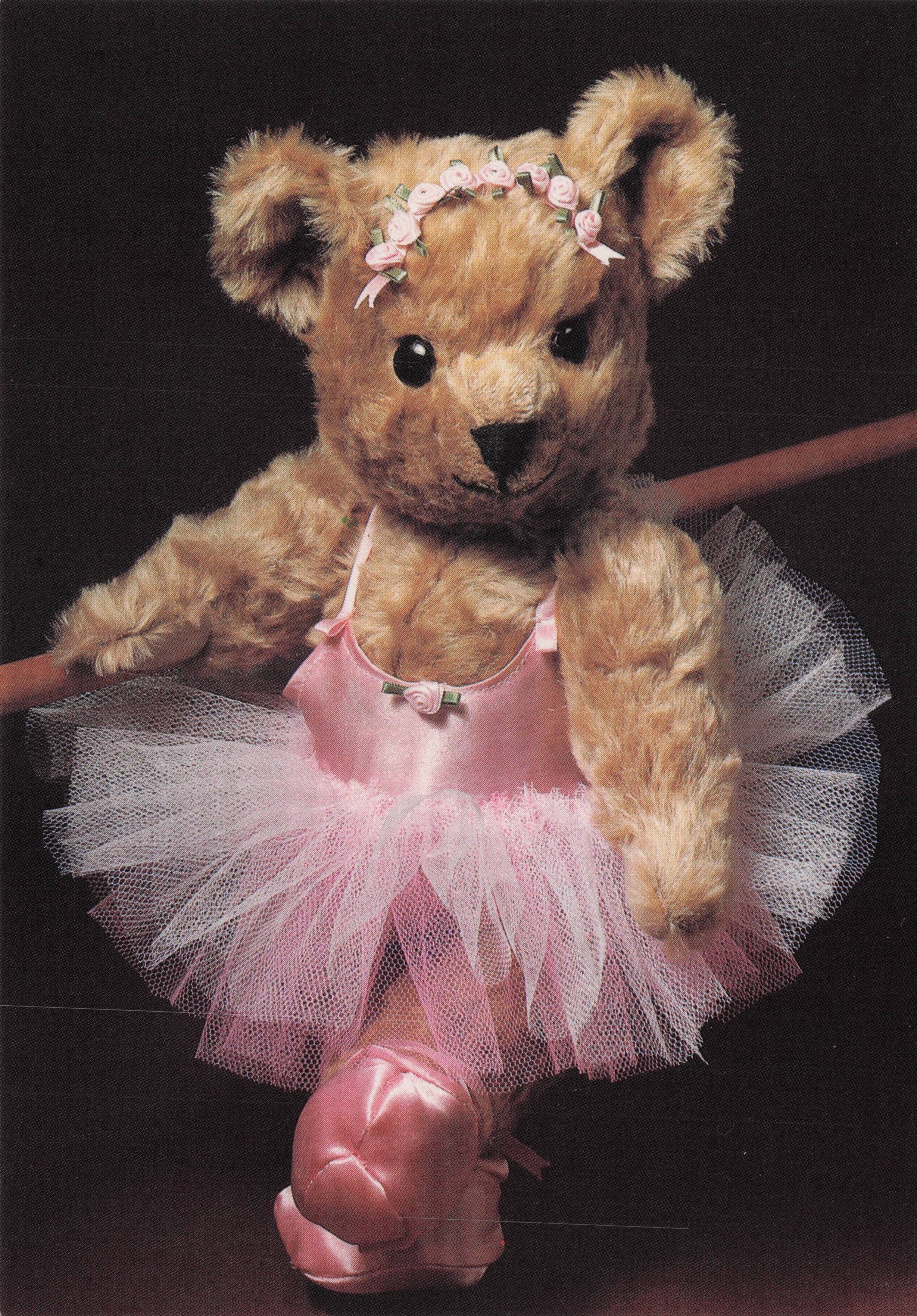 Ballerina Female Teddy Bear Ballet Pink Sating Fancy Dress Tutu Postcard