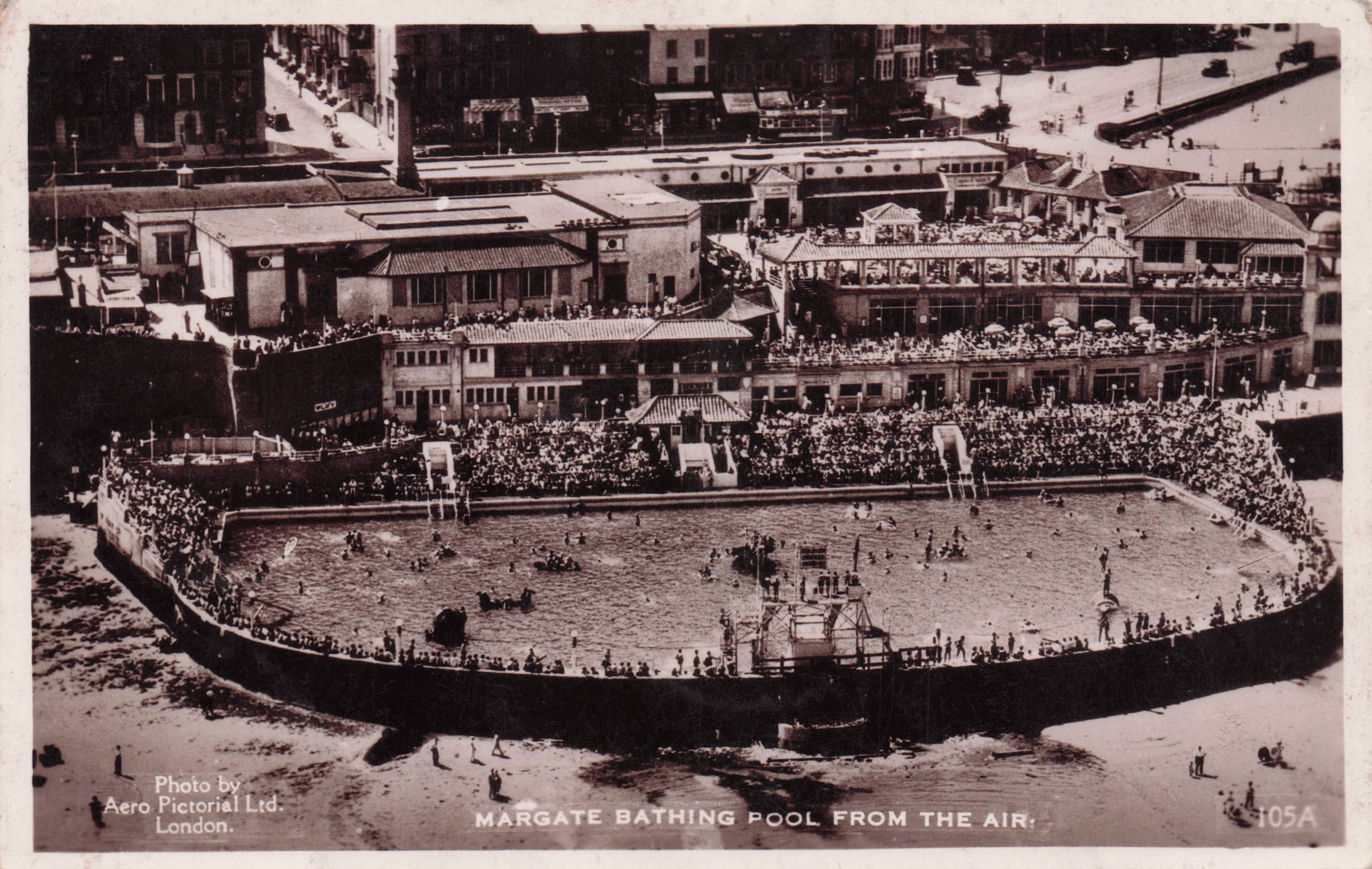 Margate Bathing Pool From The Air Kent Excel Real Photo Old Postcard