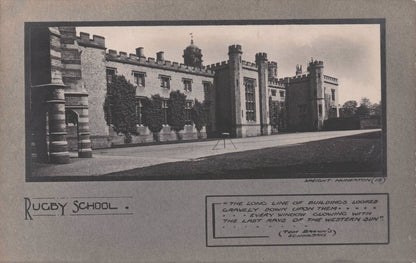 Tom Brown's Schooldays Book Quote Of Rugby School Entrance Warks Postcard
