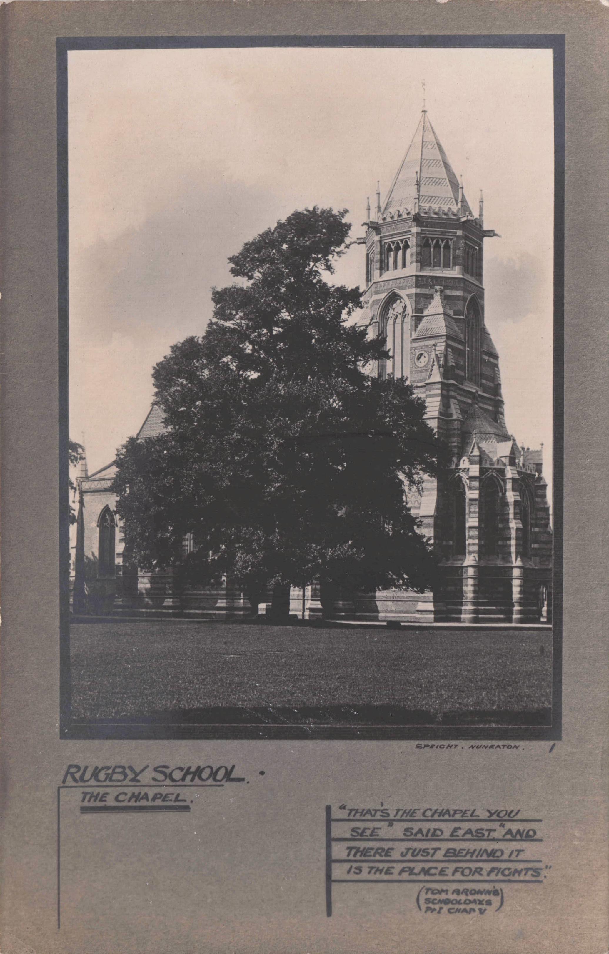 Tom Brown's Schooldays Book Quote Of Rugby School Chapel Warks Postcard