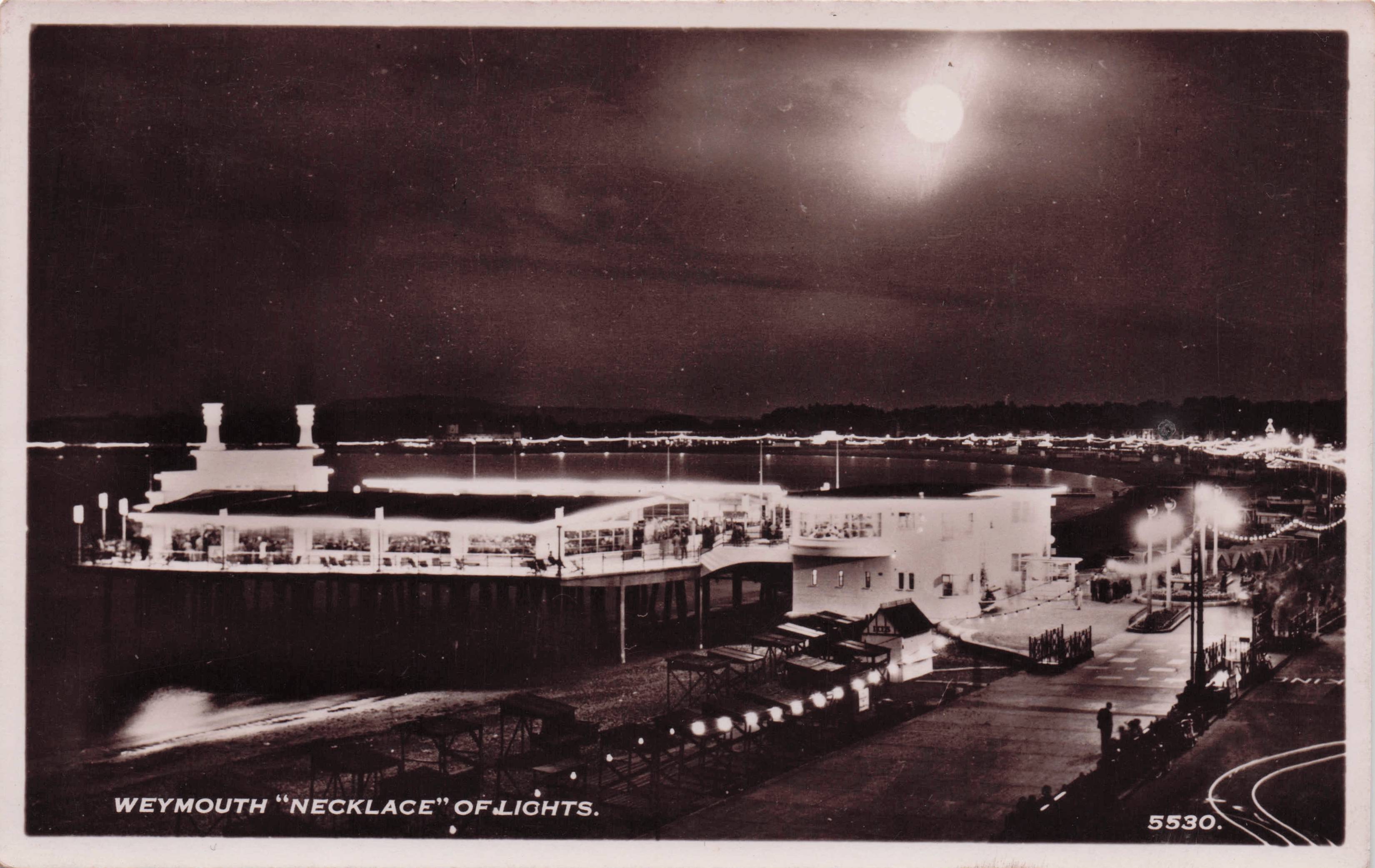 Weymouth Dorset Restaurant Necklace Of Lights Real Photo Rare Old Postcard