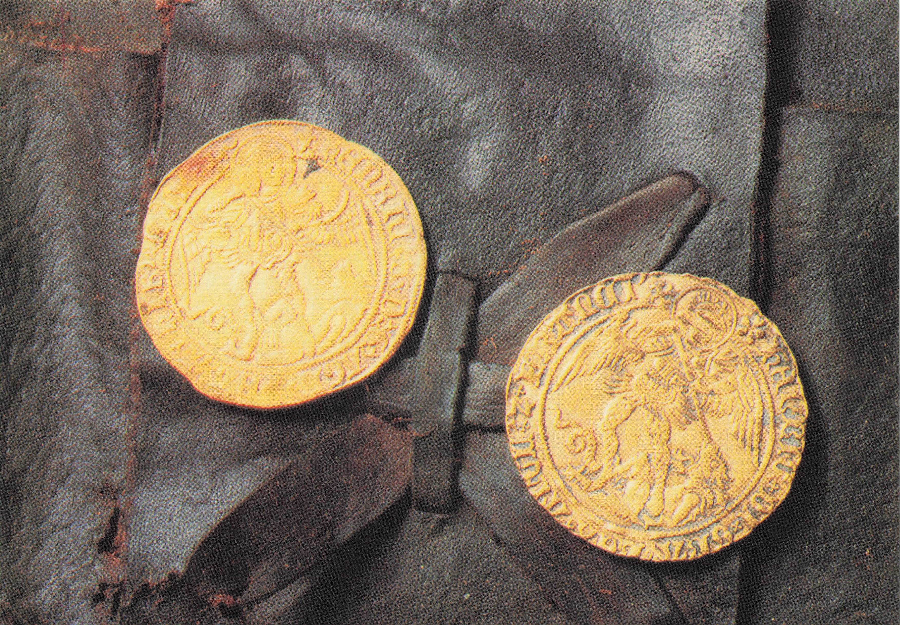 Gold Angel Antique Coins Money Admiral Mariner Pay Mary Rose Ship Postcard