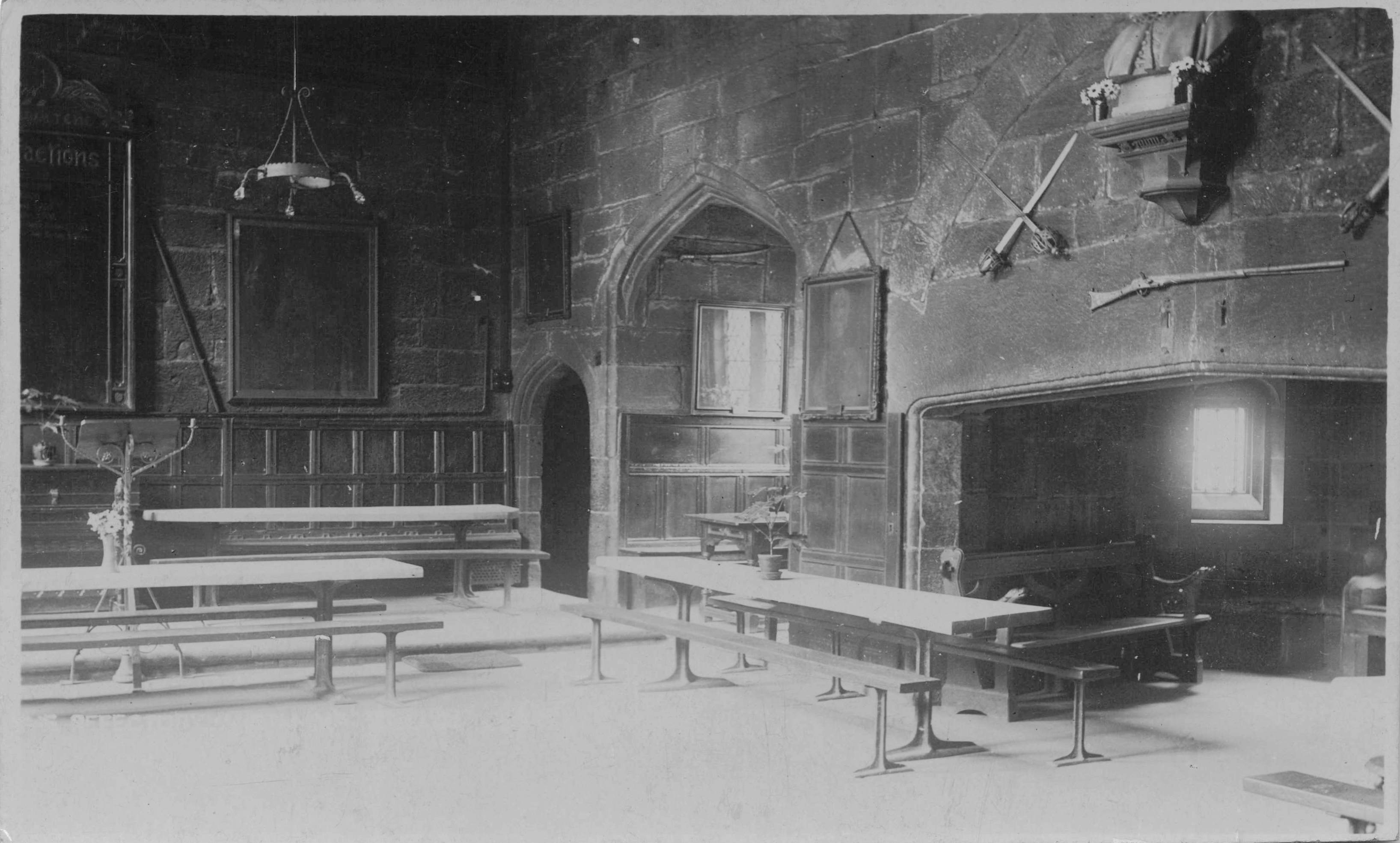 Swords Paintings Cheetham College Interior Manchester Antique Real Photo Postcard