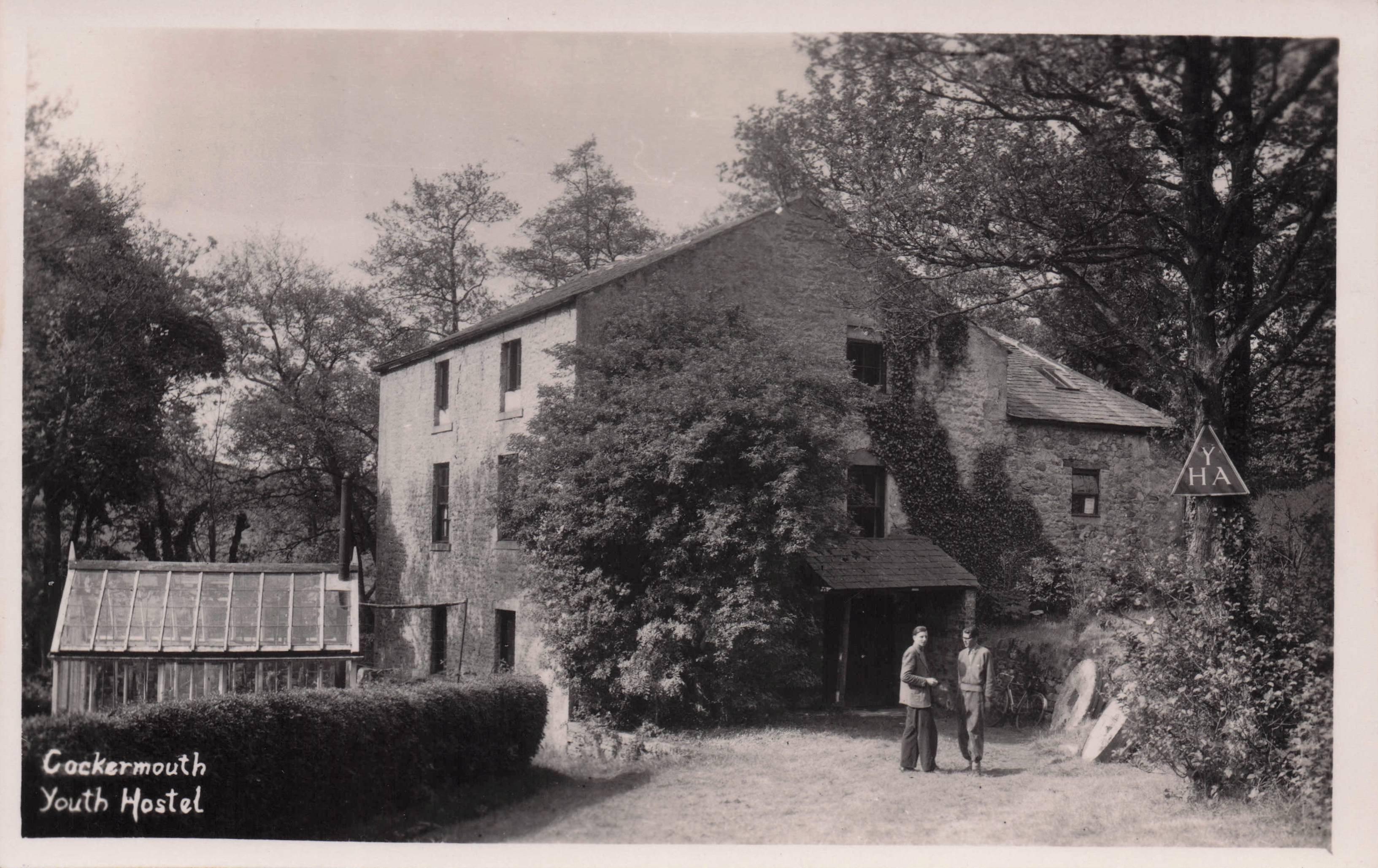 Posh Men Outside Cockermouth Youth Hostel Cumbria Antique RPC Postcard
