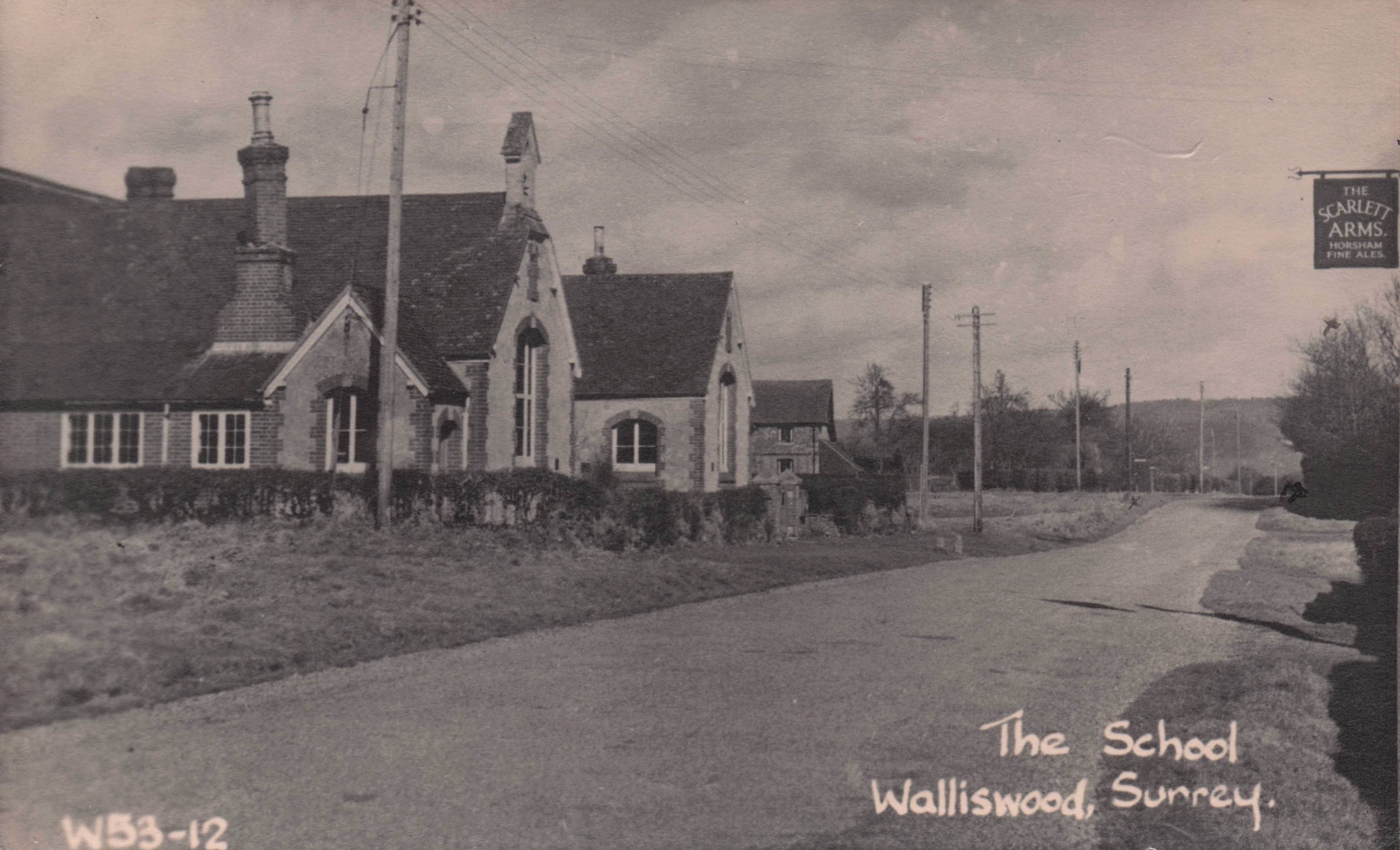 Walliswood School Surrey Scarlett Arms Pub Antique Rare Postcard