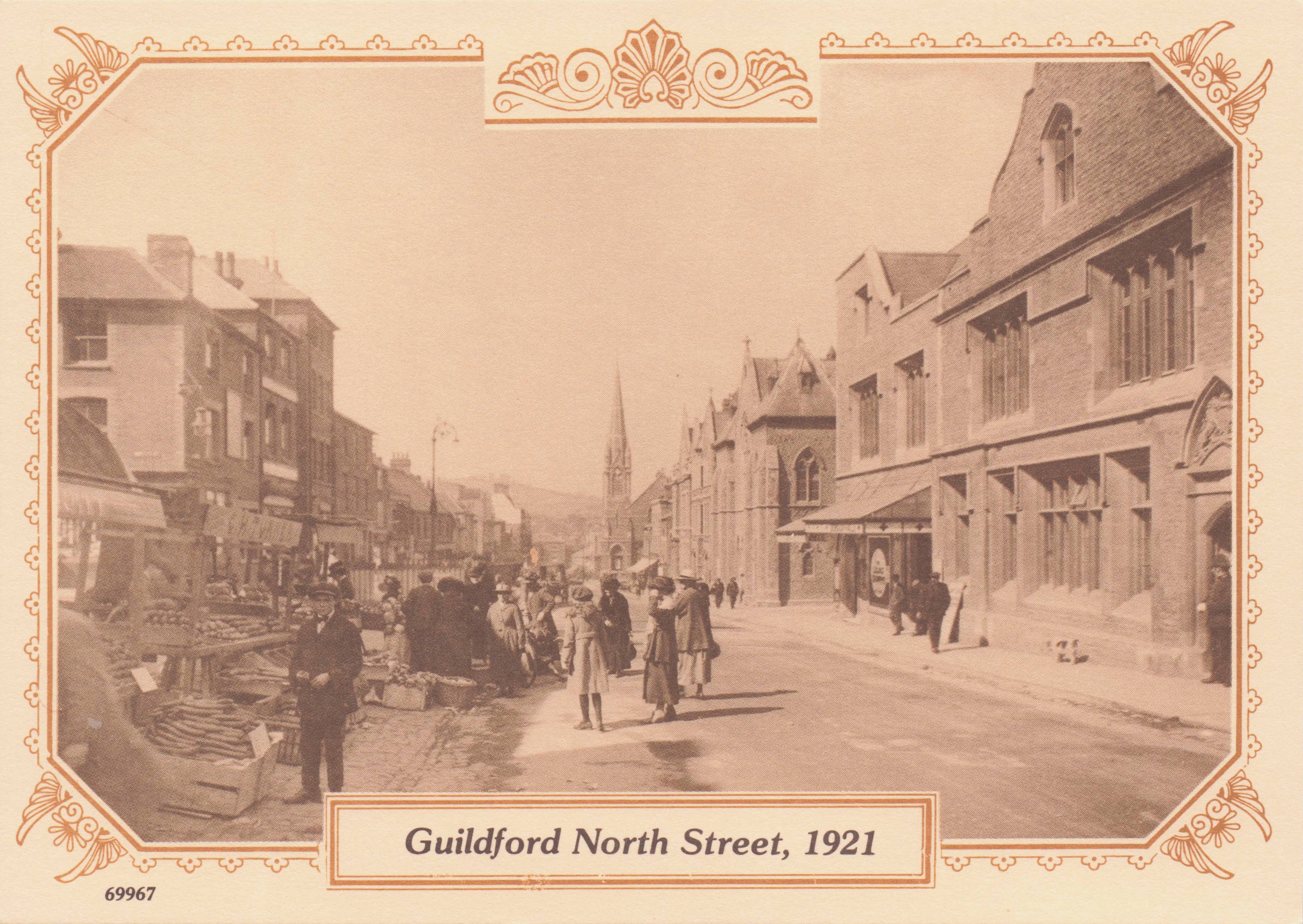 Fruit Market Sellers at Guildford Old North Street Surrey in 1921 Postcard