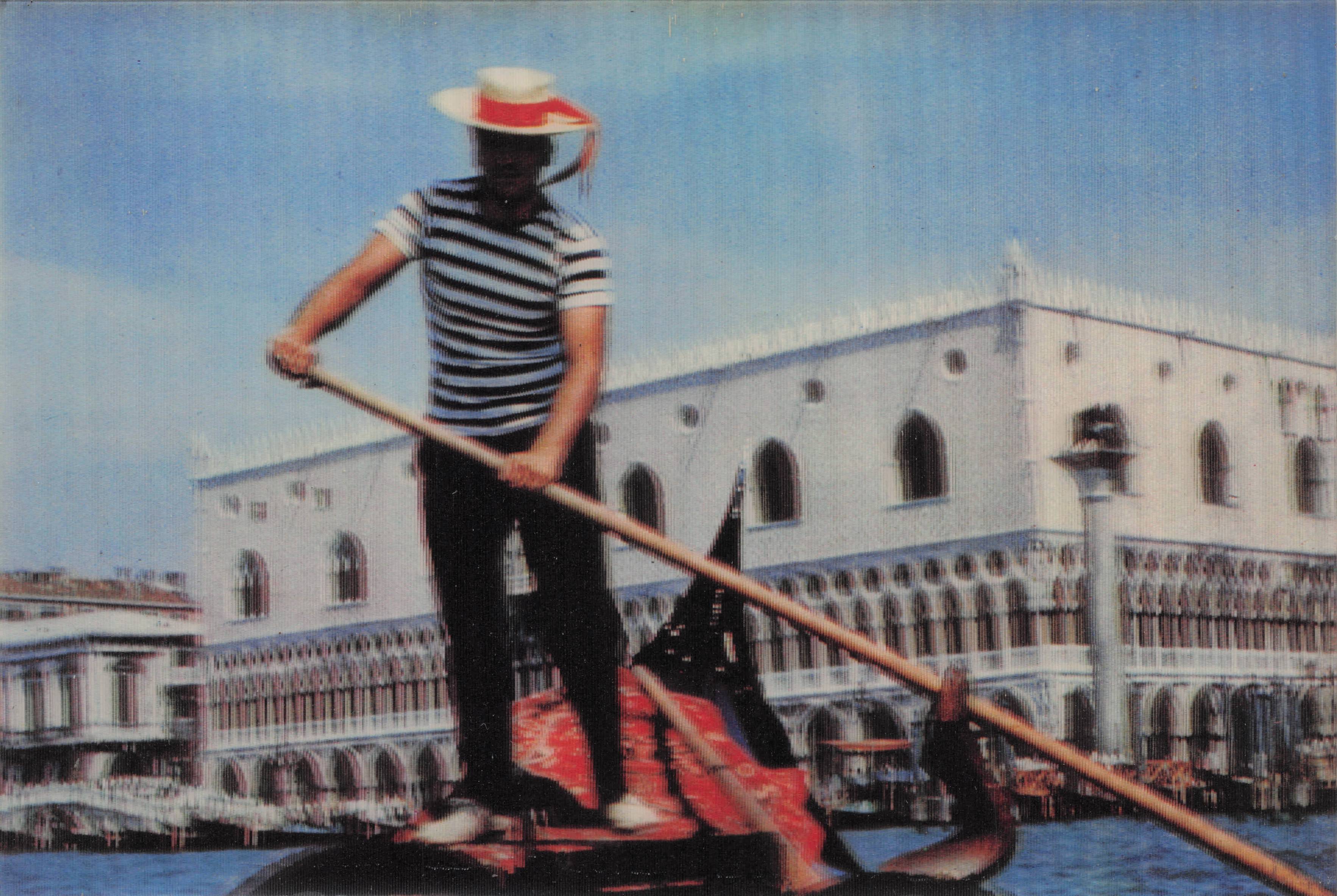 Rome Italy Venice Boat Gondolier Ship Vintage 3D Three Dimensional Postcard