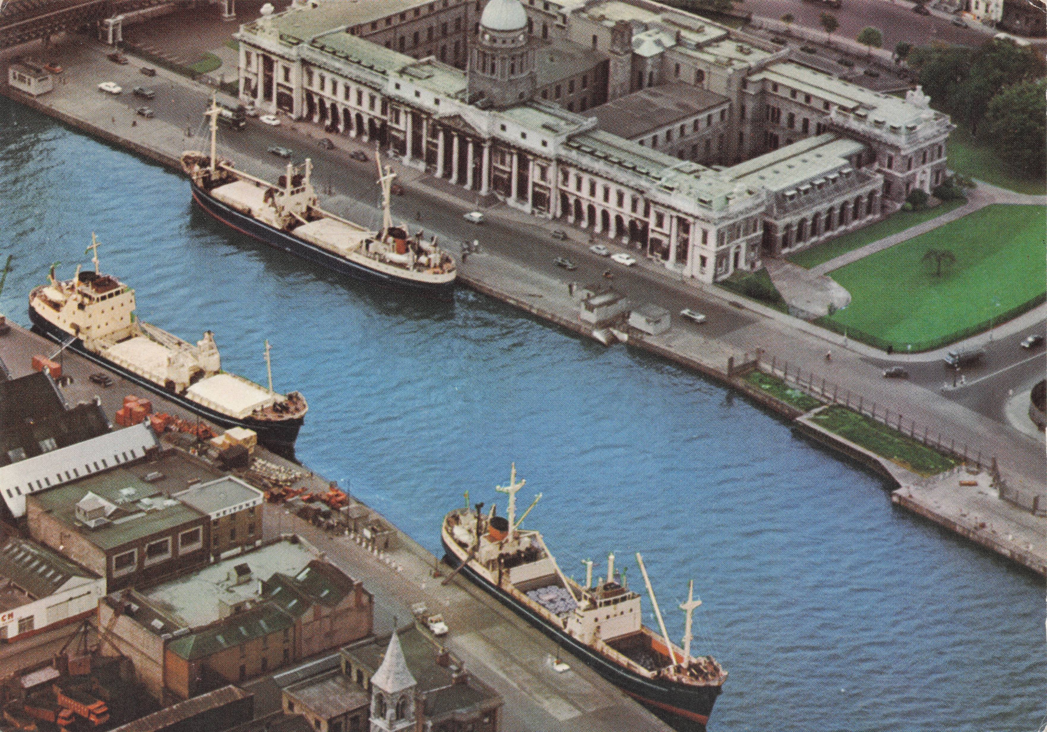 Guinness Ireland Fleet Ships at Custom House Dublin Irish Vintage Postcard