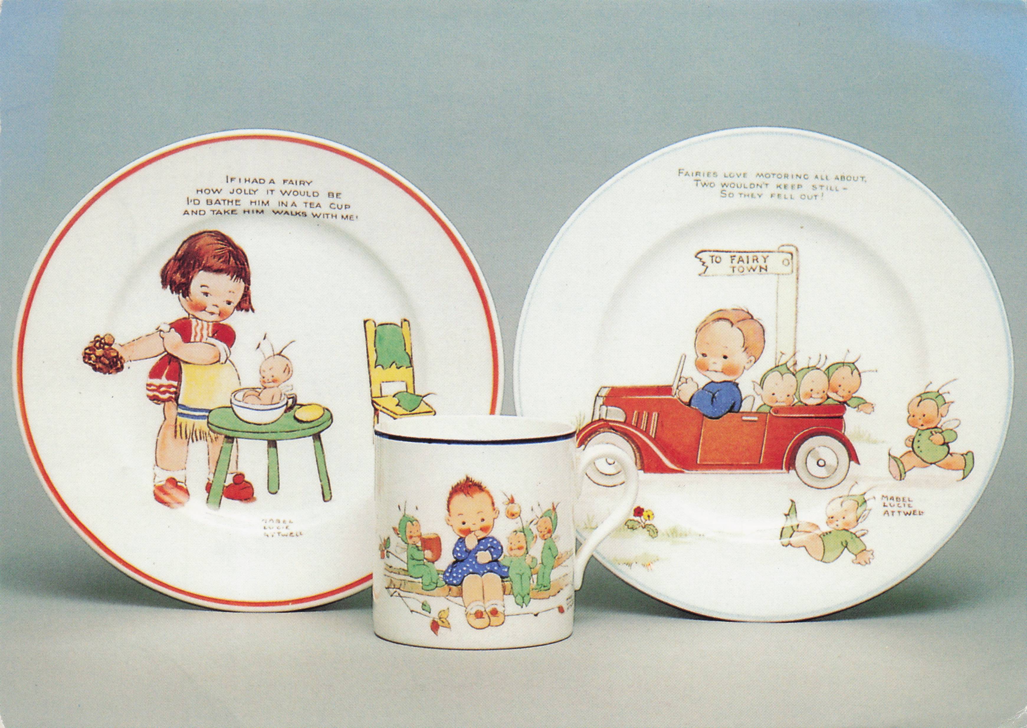 Mabel Lucie Attwell Shelley Potteries China Exhibition London Postcard