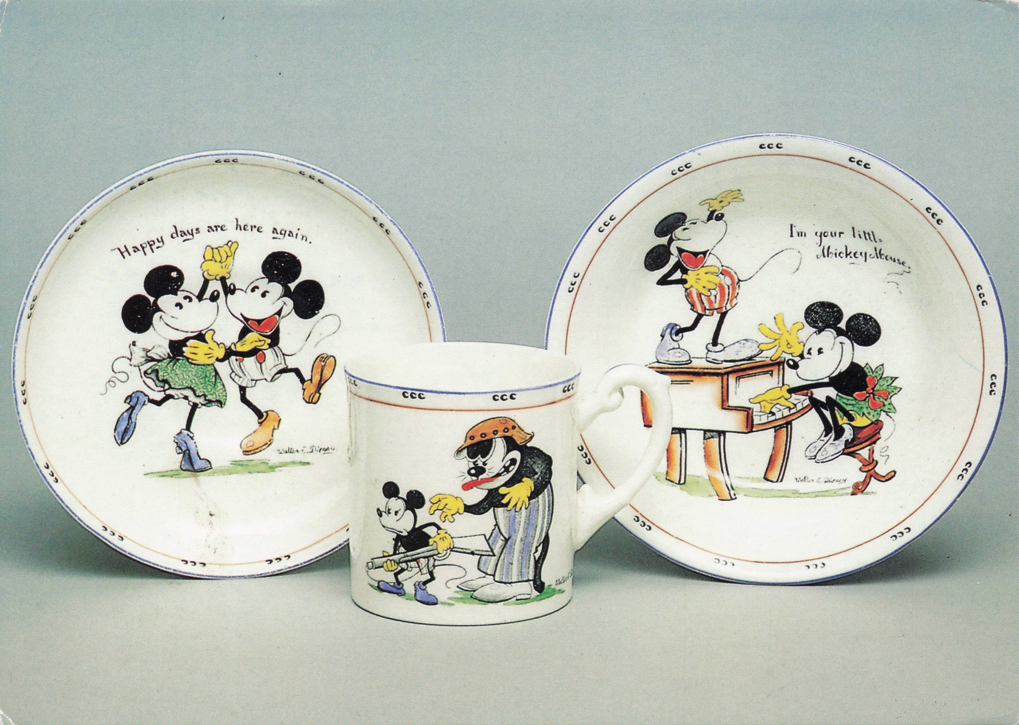 Mickey Mouse Walt Disney 1930 Antique Plate Exhibition Postcard