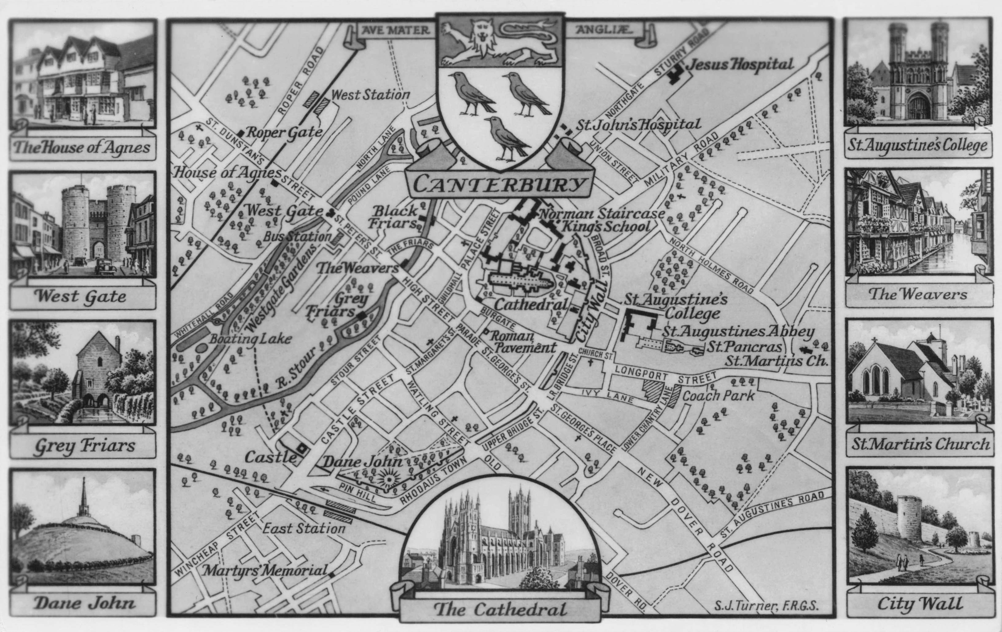 Canterbury Kent Vintage Street Vintage Map Cartography Real Photo PB Postcard