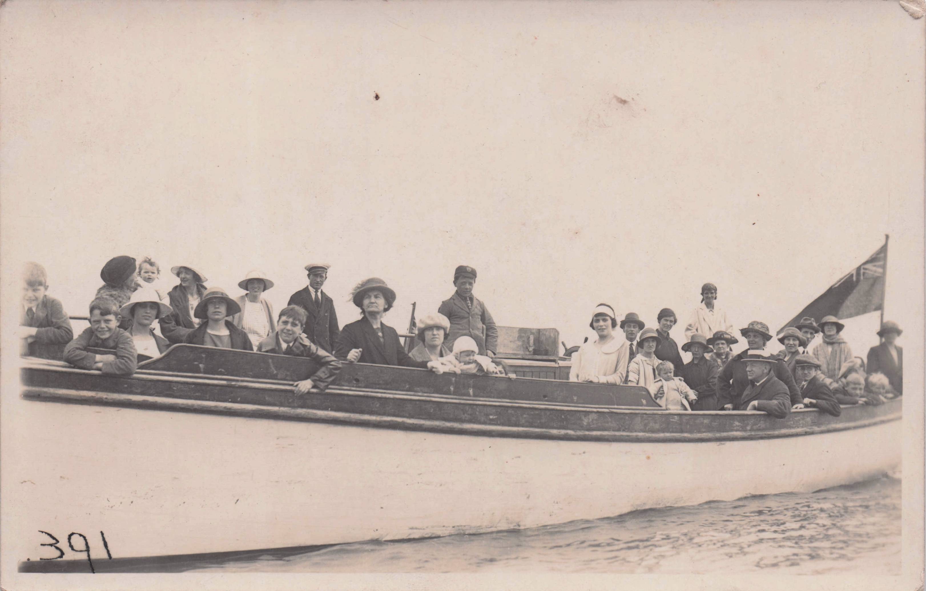Scared Baby Parade Of Ladies Boat Trip Hats Ship Captain Old Unidentified Postcard