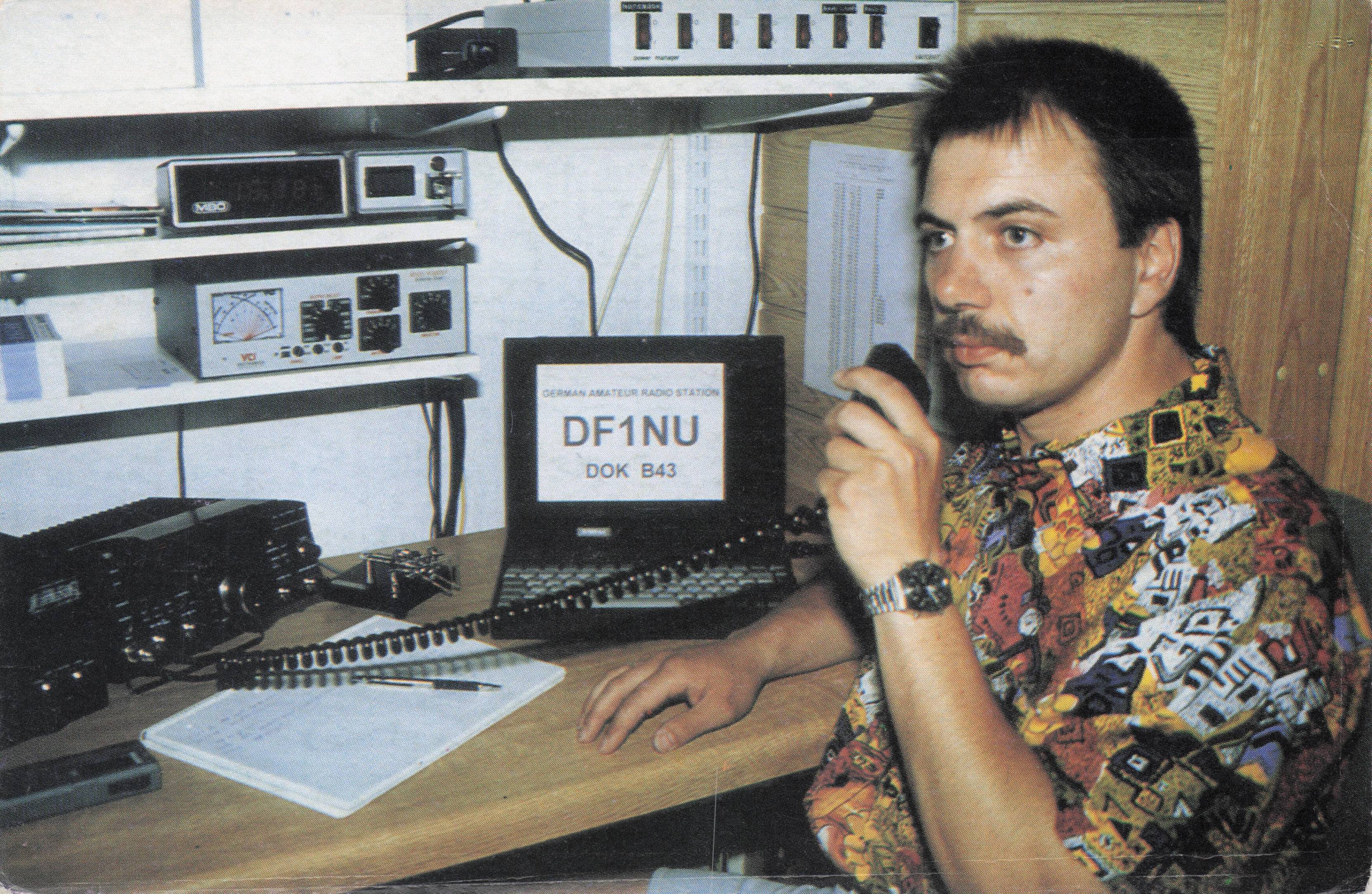German Rare 1990s QSL Radio Card With Freddie Mercury Lookalike Postcard
