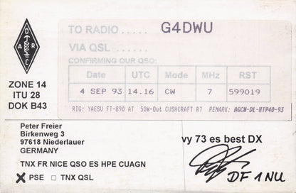 German Rare 1990s QSL Radio Card With Freddie Mercury Lookalike Postcard