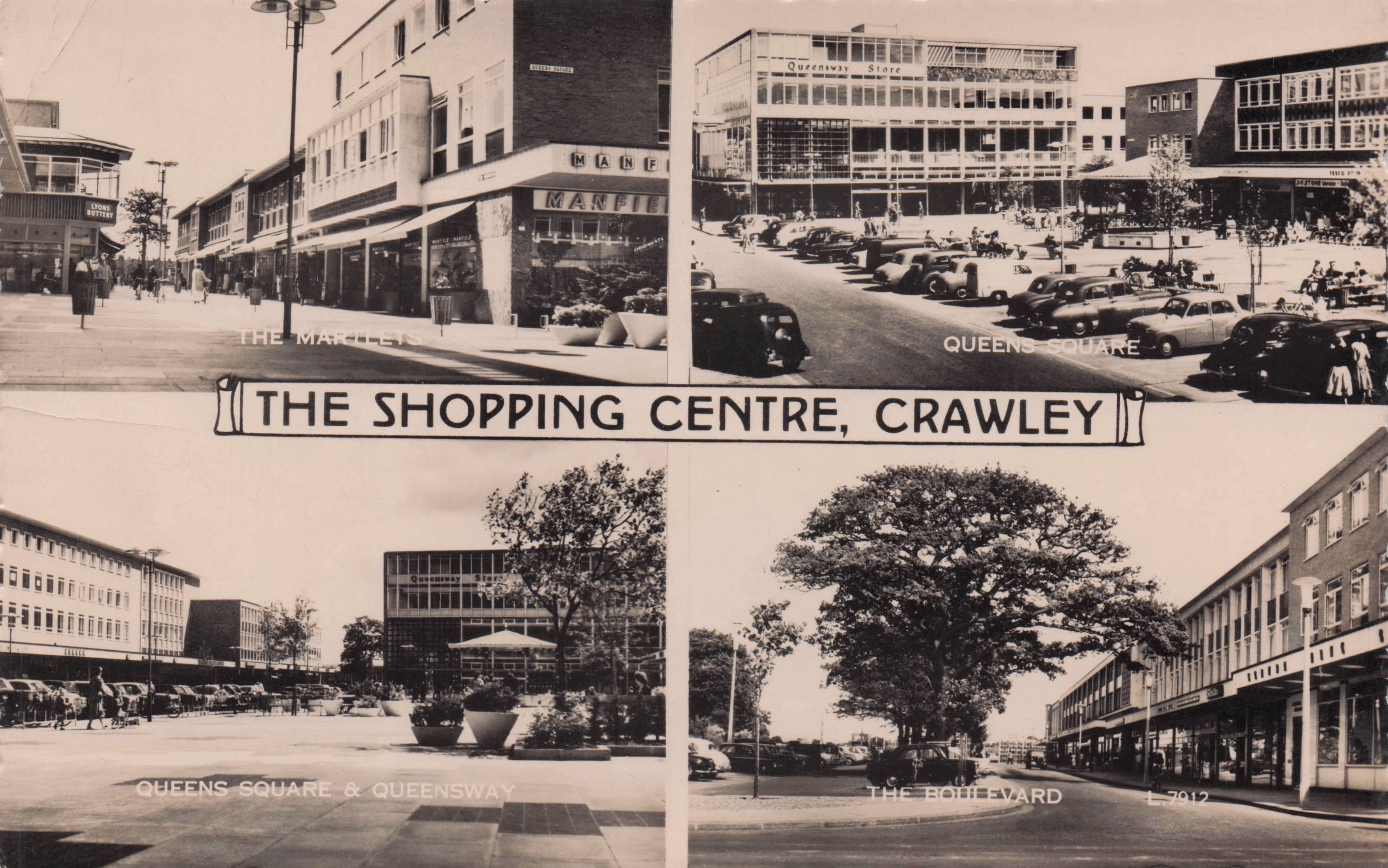 The Shopping Centre Crawley Sussex Old Shoe Shop Real Photo Vintage Postcard