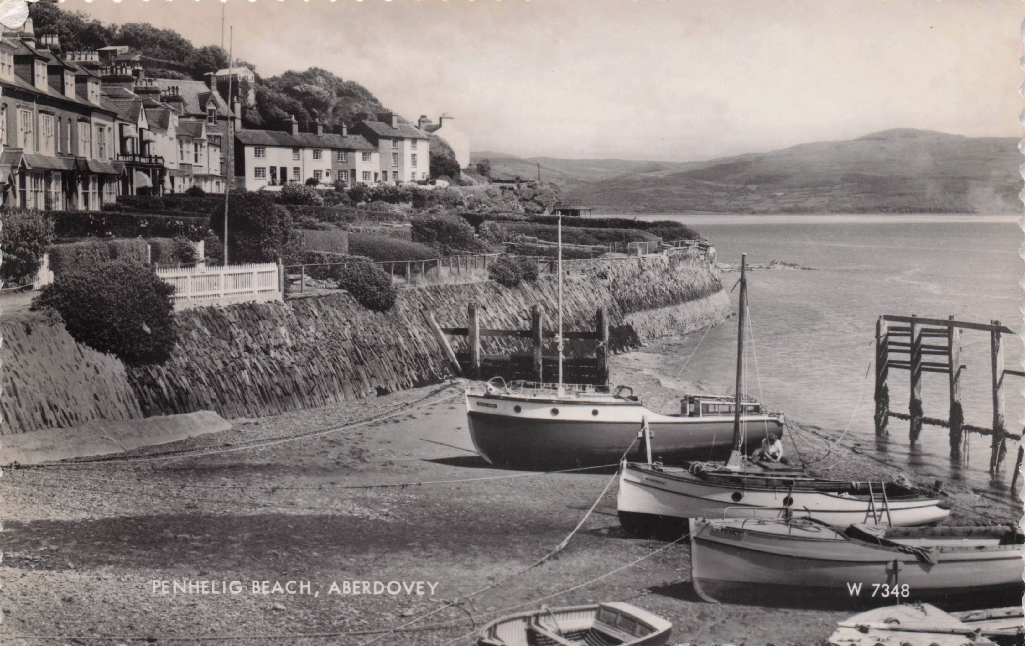 Penhelig Beach Aberdovey Cardigan Bay Fishing Boats Wales Real Photo Postcard