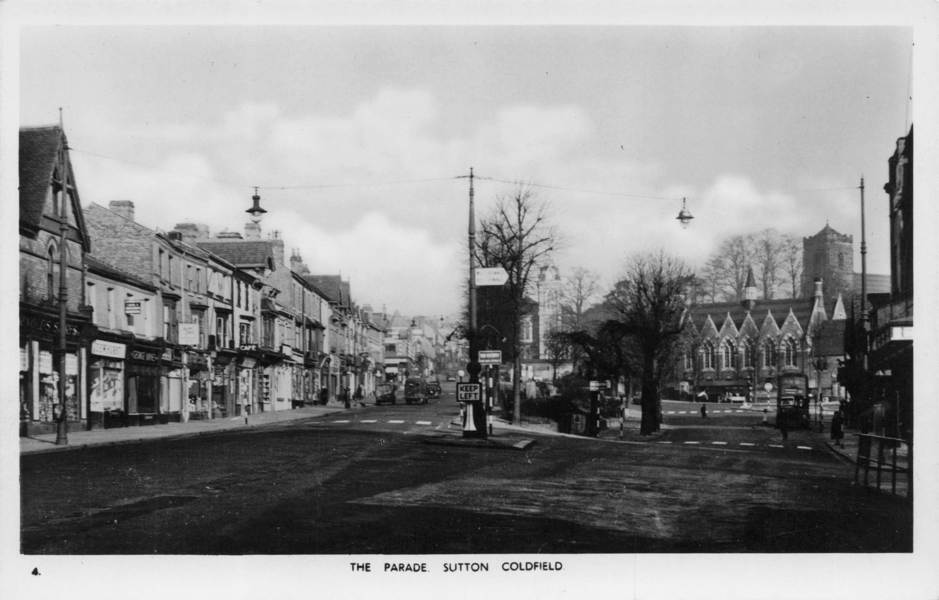 Bus Keep Left Driving Signs The Parade Sutton Coldfield Warwickshire Old Postcard