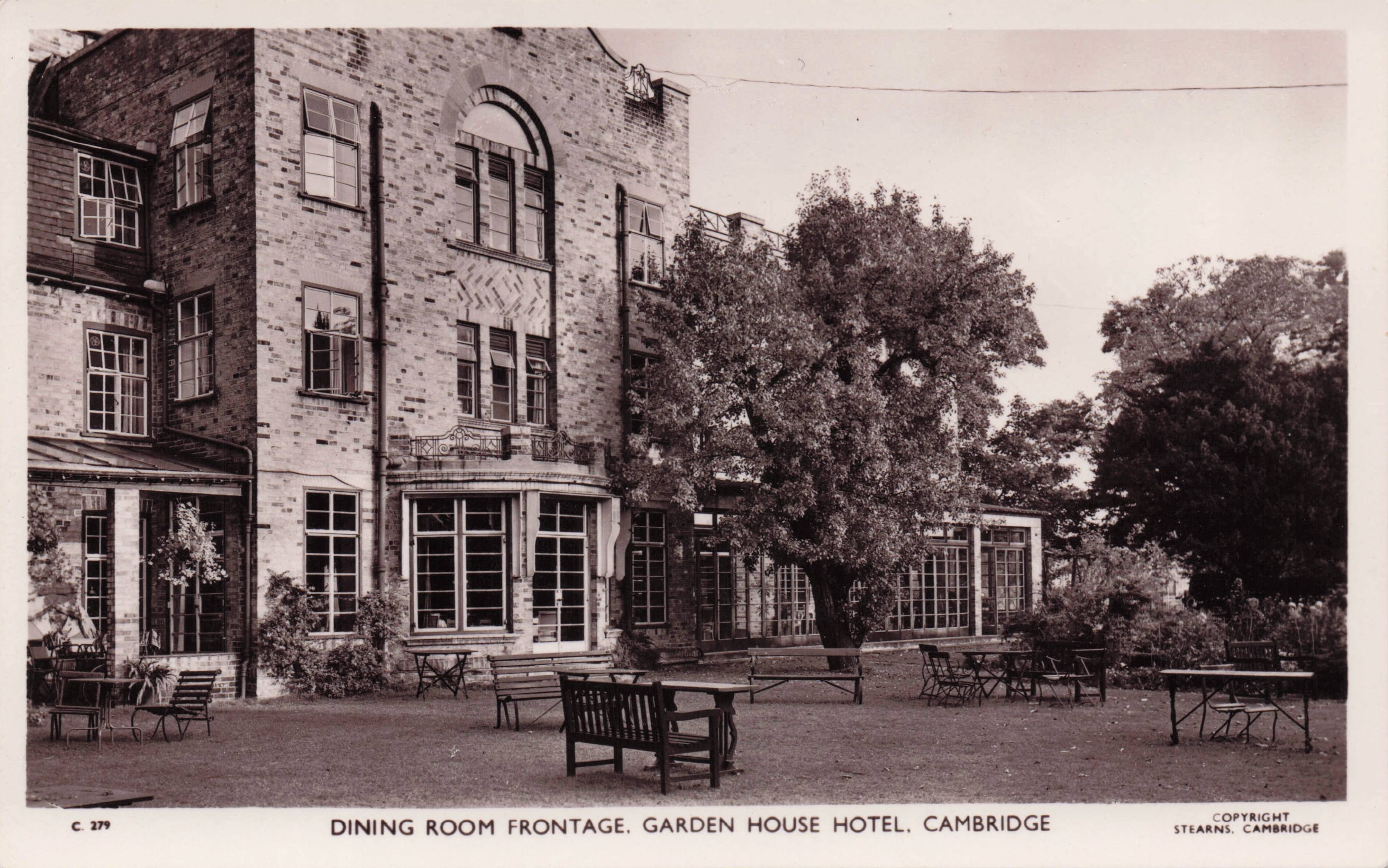 Dining Room Garden House Hotel Cambridge Mint Real Photo Old Postcard