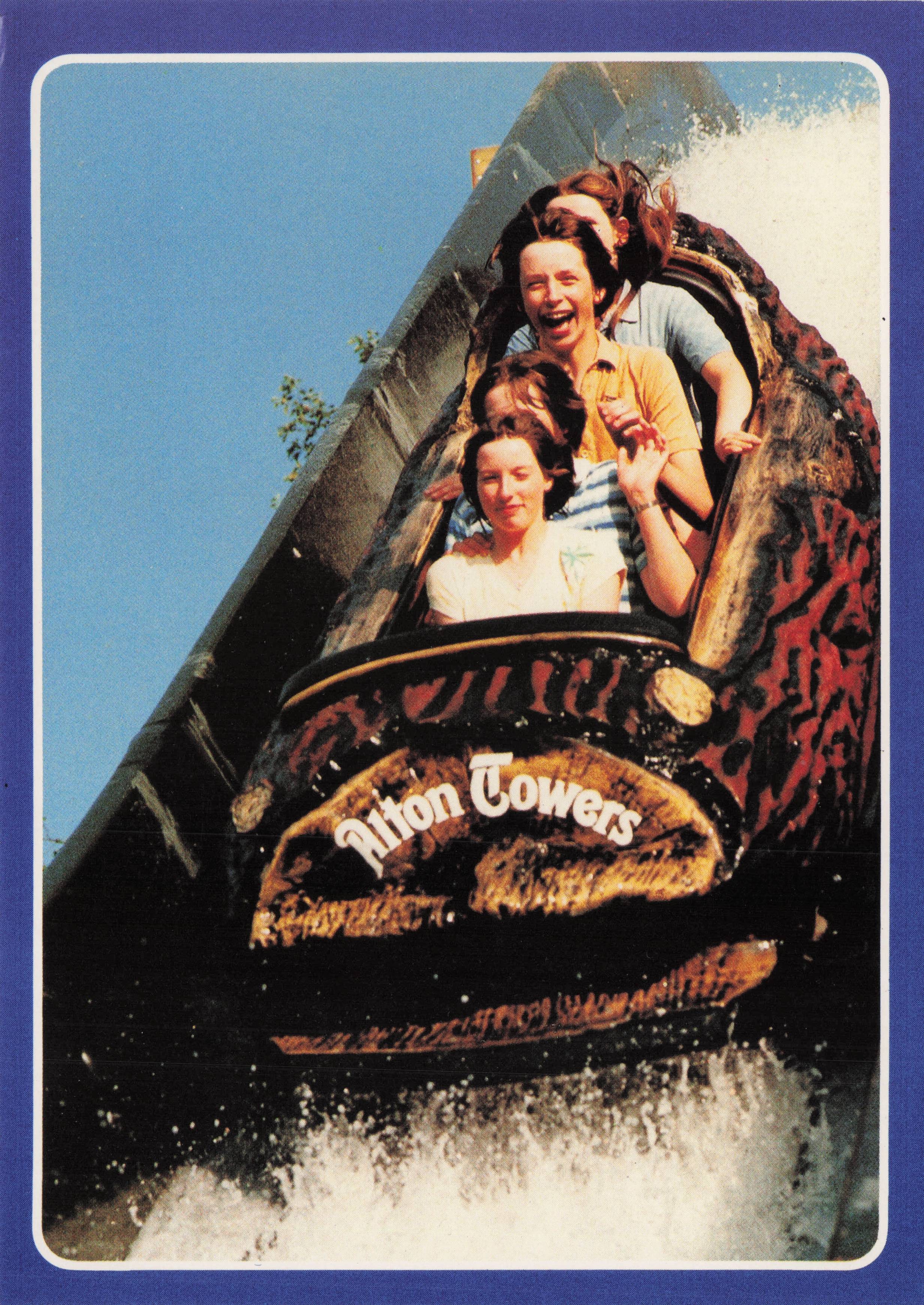 Log Flamed Water Theme Park Ride Rollercoaster Alton Towers Vintage Postcard