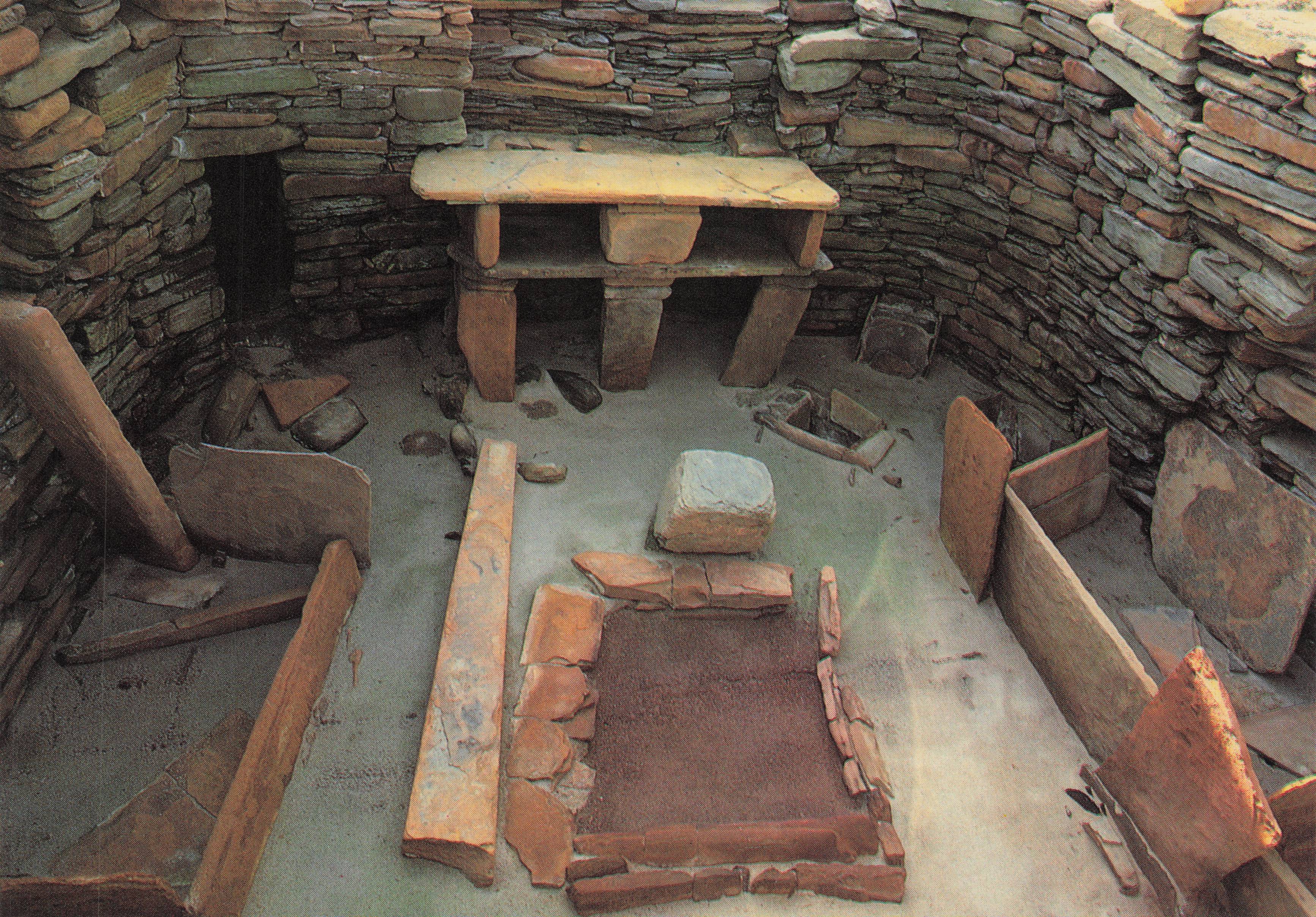 Workshop Skara Brae Hut Scottish Prehistoric Village Artefacts Scotland Postcard