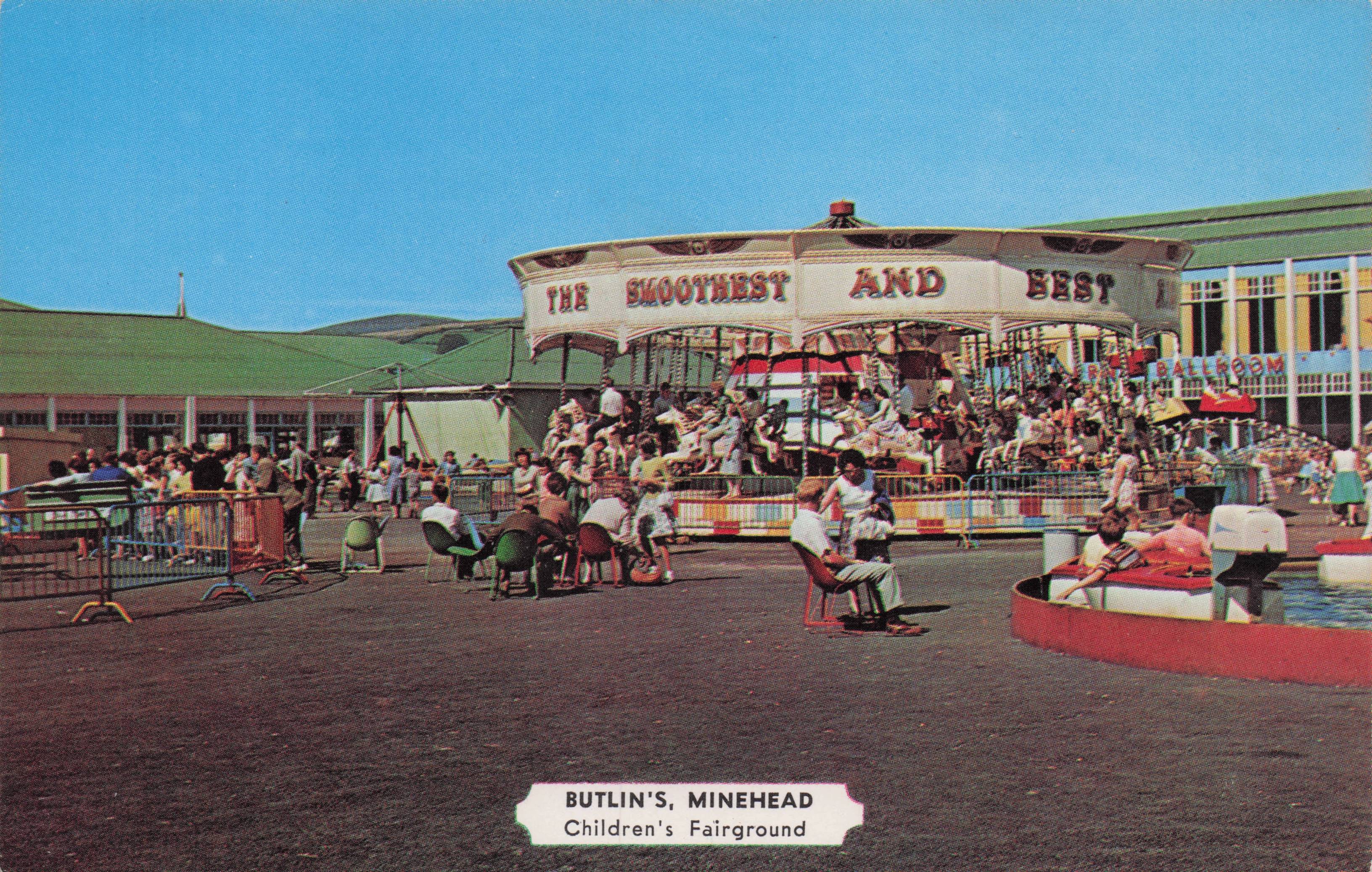 Childrens Playground Fair Roundabout Boats Butlins Minehead Somerset Postcard
