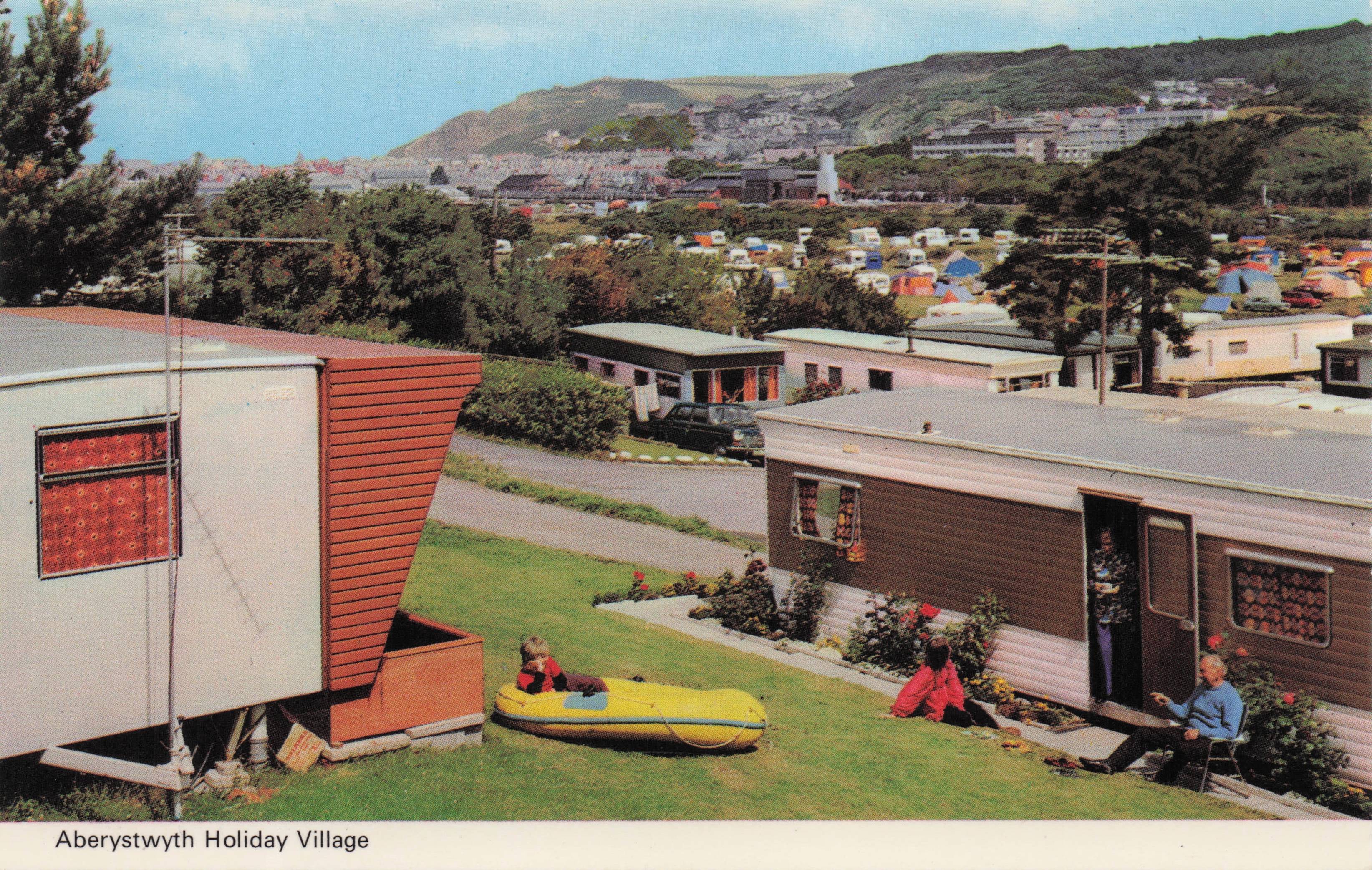 Aberystwyth Holiday Village Caravan Camp Site Rubber Dinghy Wales Postcard