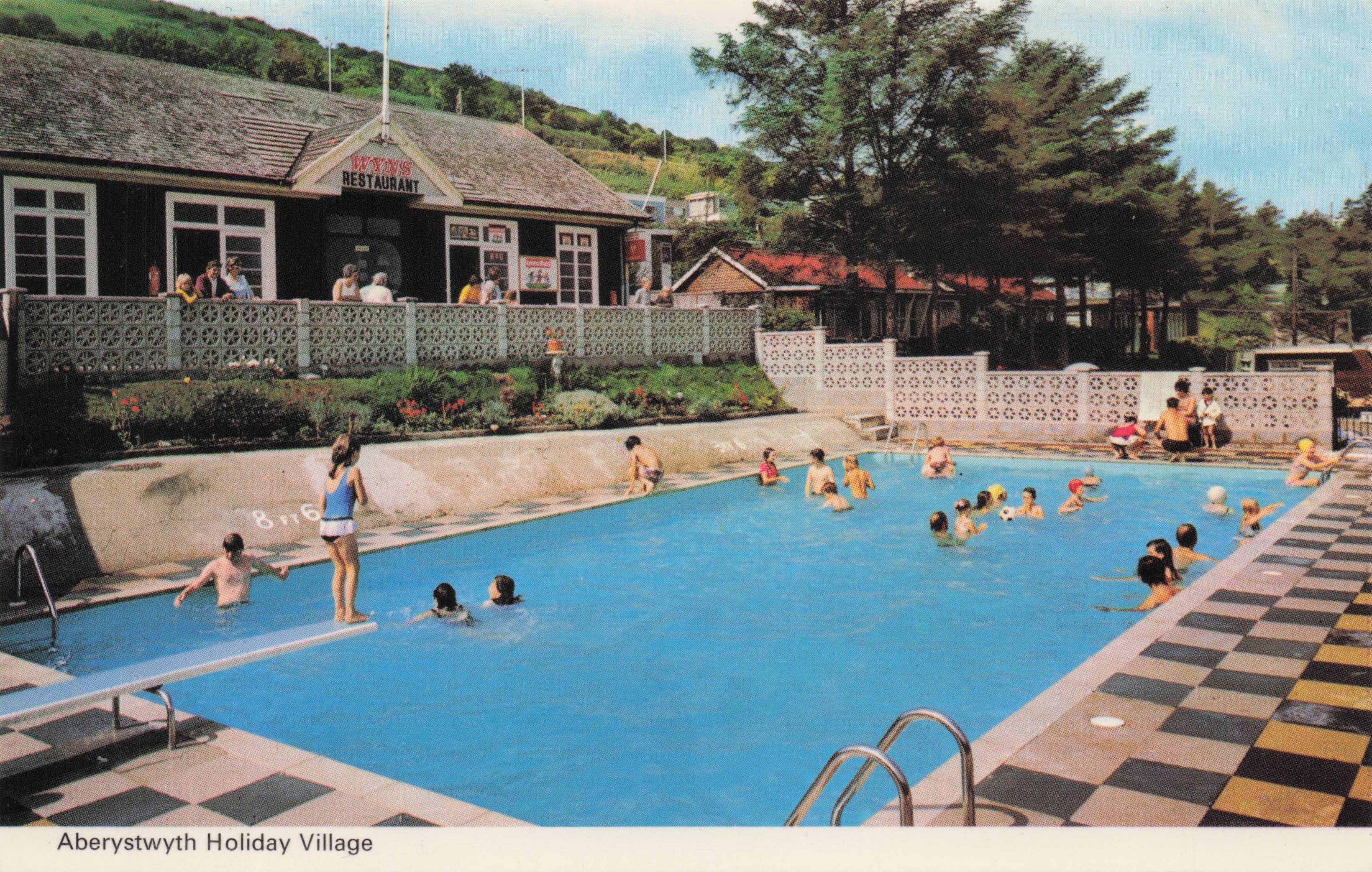 Swimming Pool Changing Rooms at Aberystwyth Holiday Village Wales Postcard