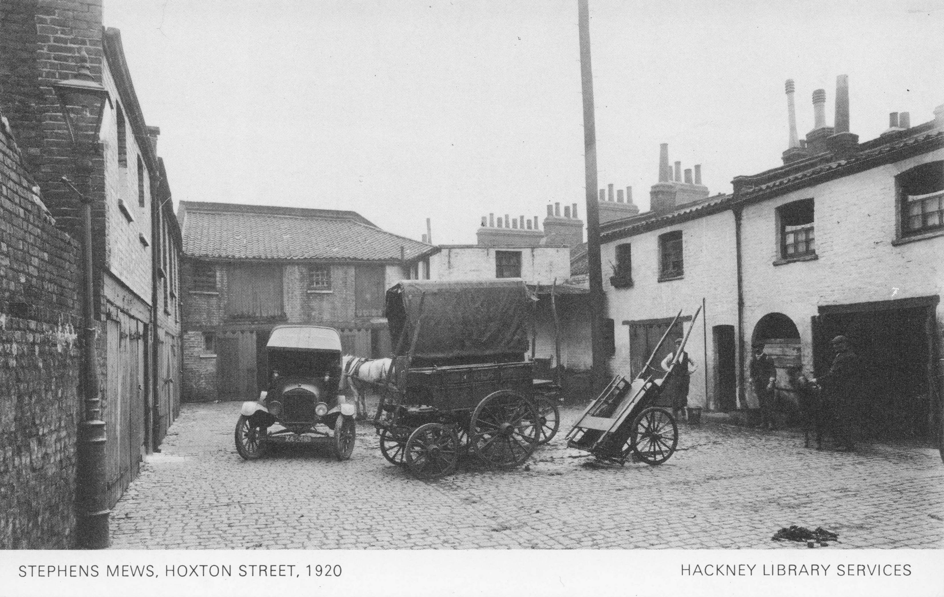 Antique Cart & Driver at Stephens Mews Hoxton Street Hackey London Postcard