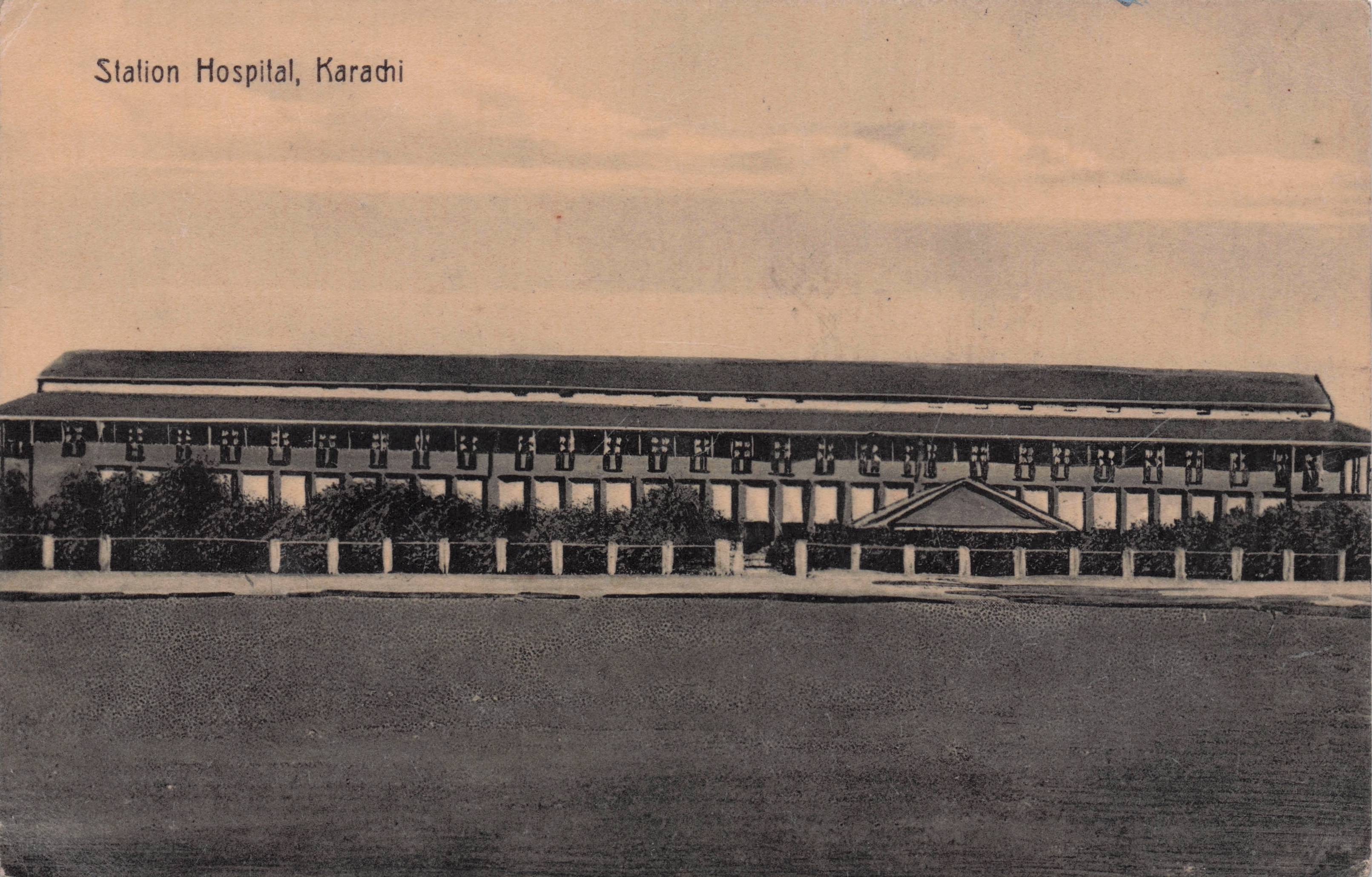 Station Hospital Karachi Pakistan India Antique Real Photo Postcard