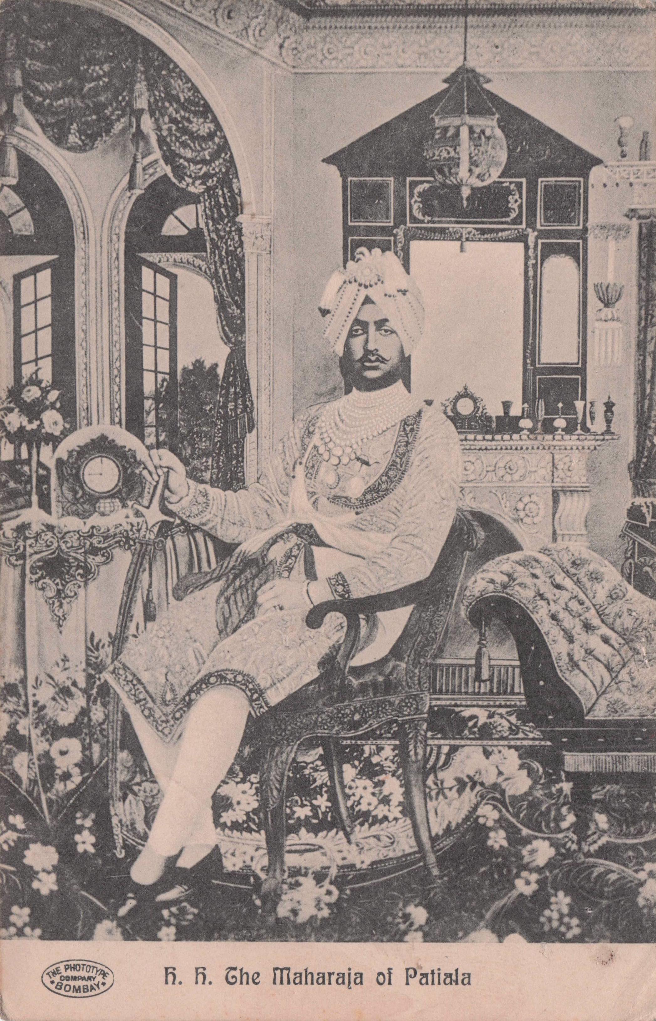 The Maharaja Of Patiala Punjab India Antique Phototype Bombay Postcard