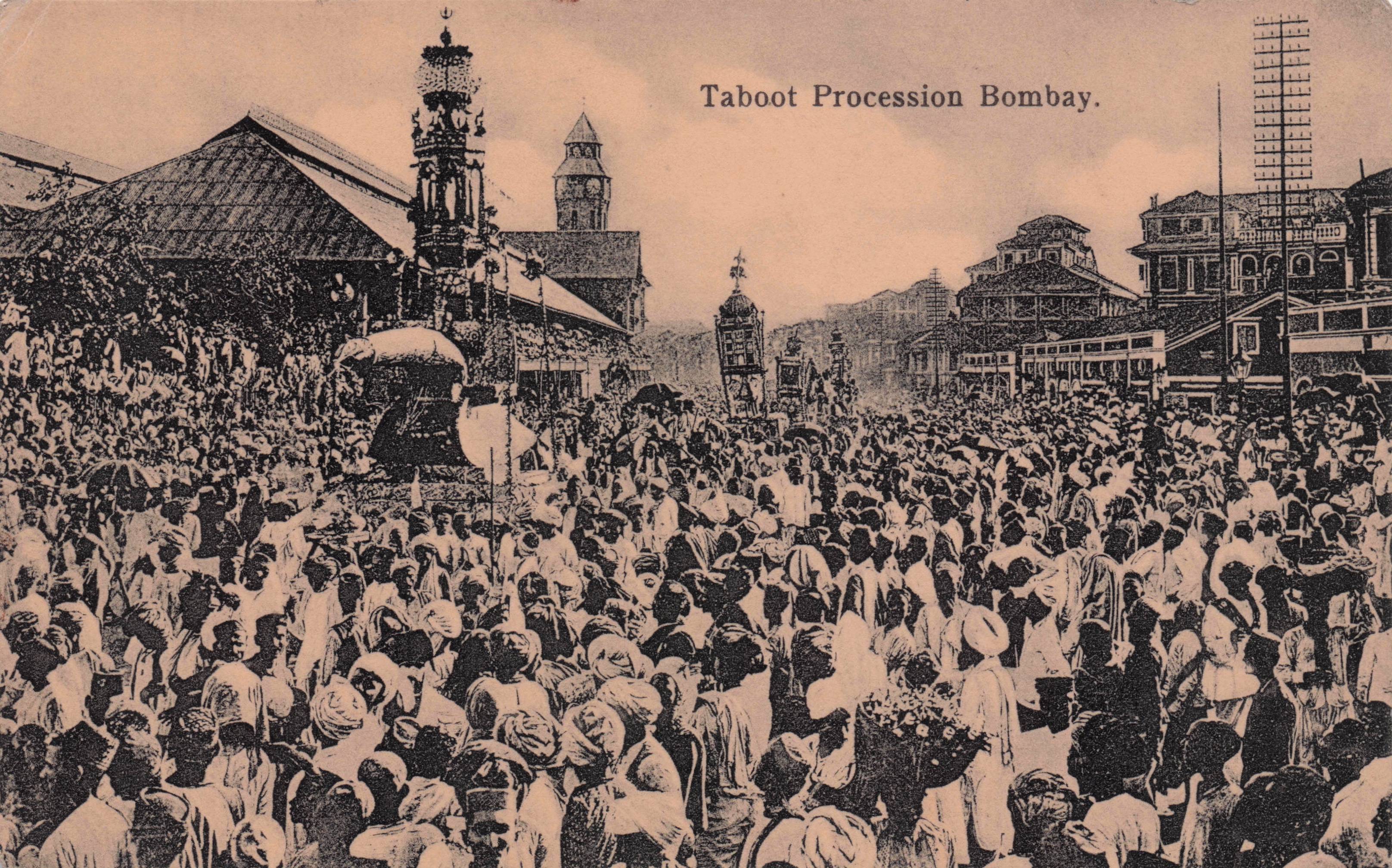 Taboot Procession Bombay India Antique Real Photo Postcard