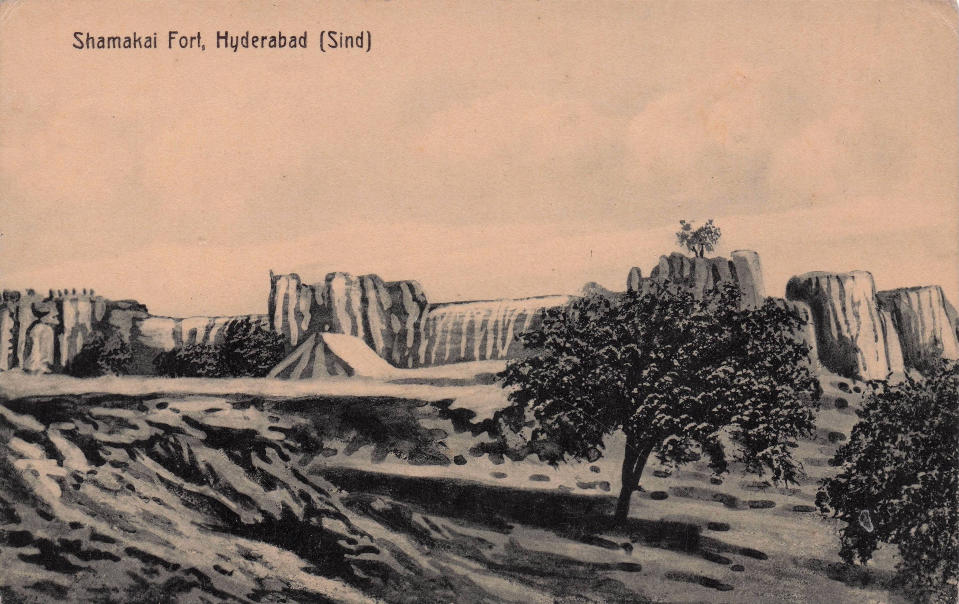 Shamakai Fort Hyperabad Sind India Antique Postcard