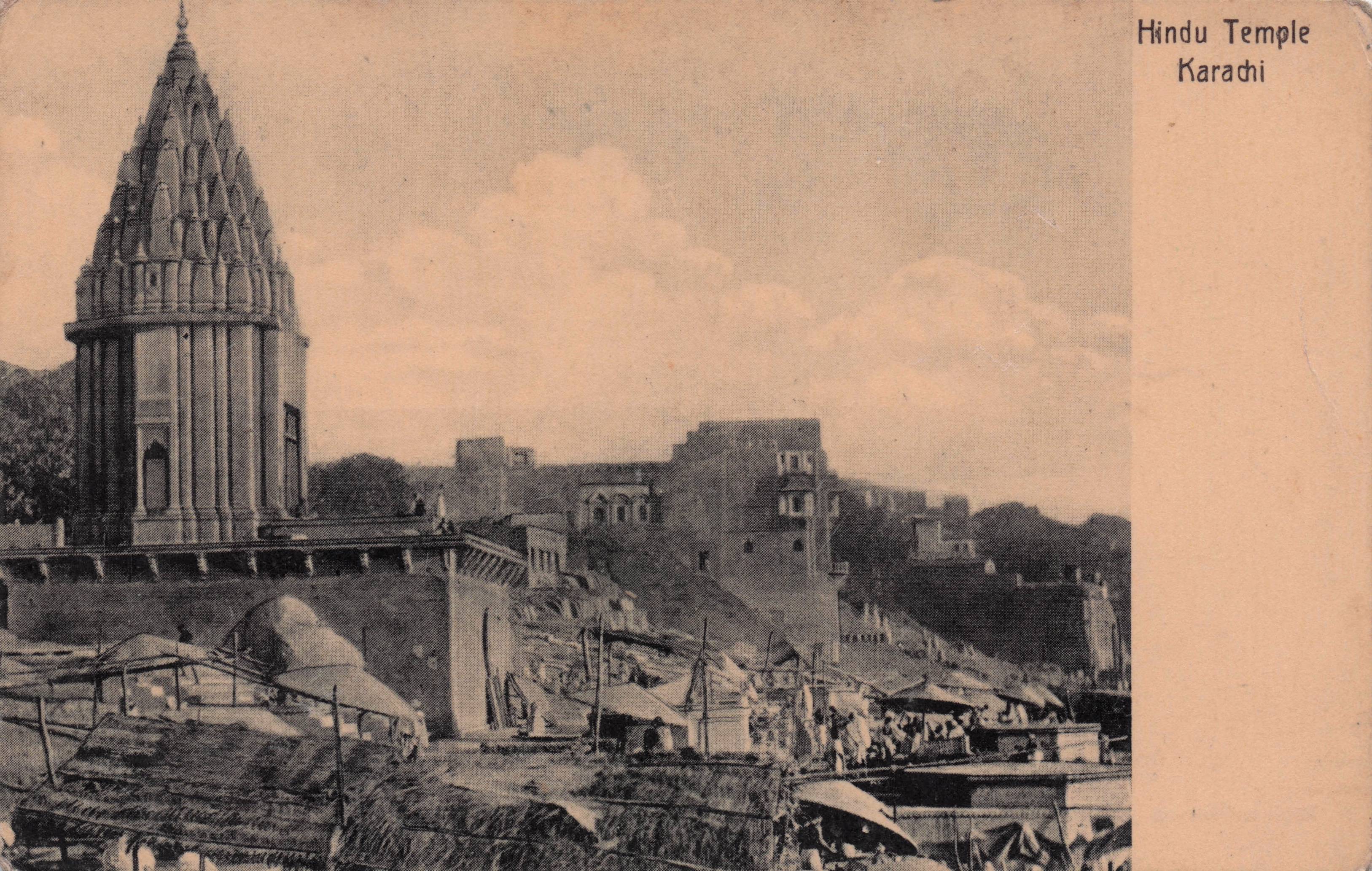 Hindi Temple Karachi India Antique Postcard