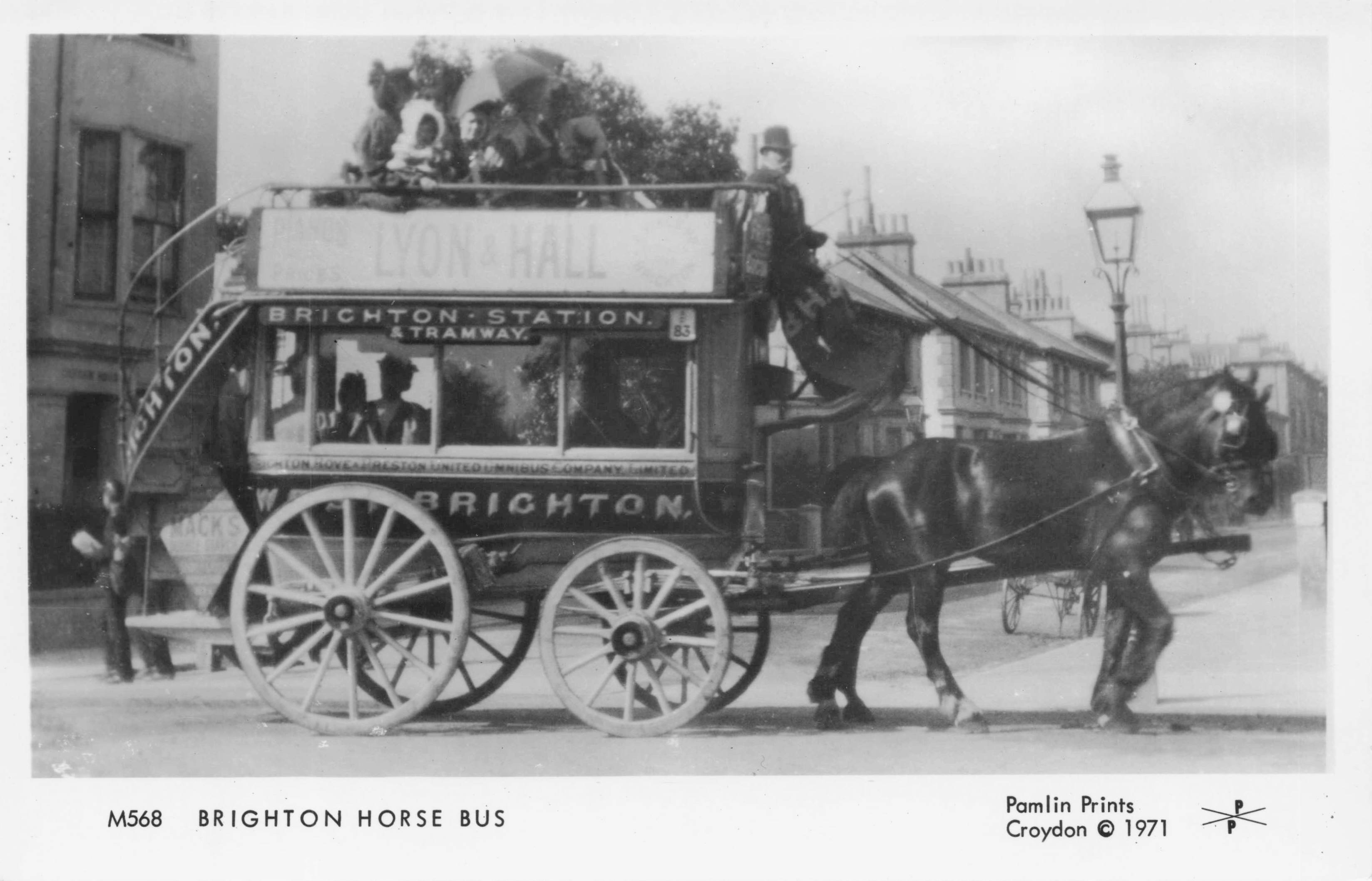 Brighton Horse Bus Station Tramway Photo Sussex Pamlin Prints Postcard