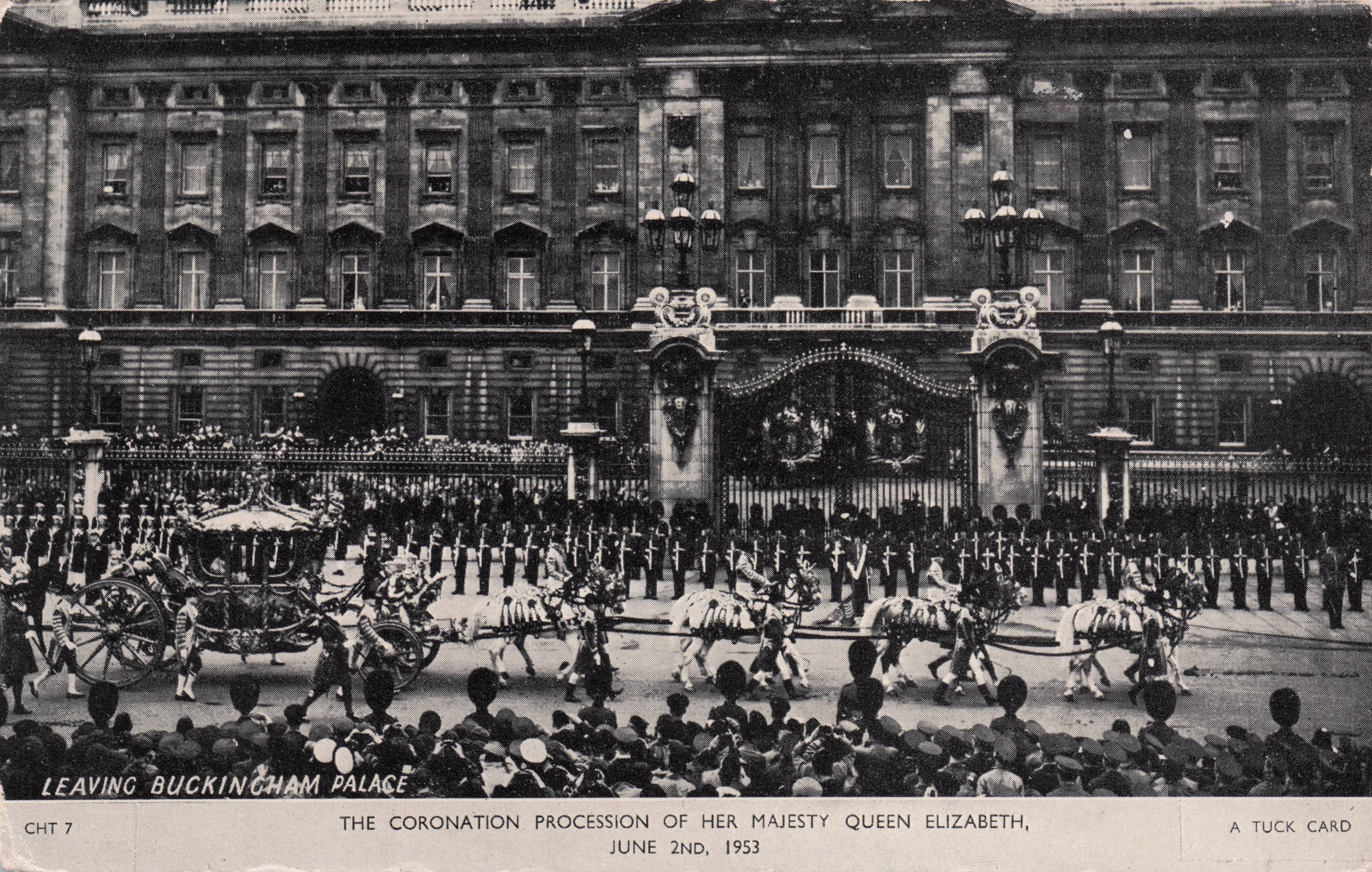 Queen Elizabeth II Coronation Procession 1953 Royalty Real Photo Tucks Postcard