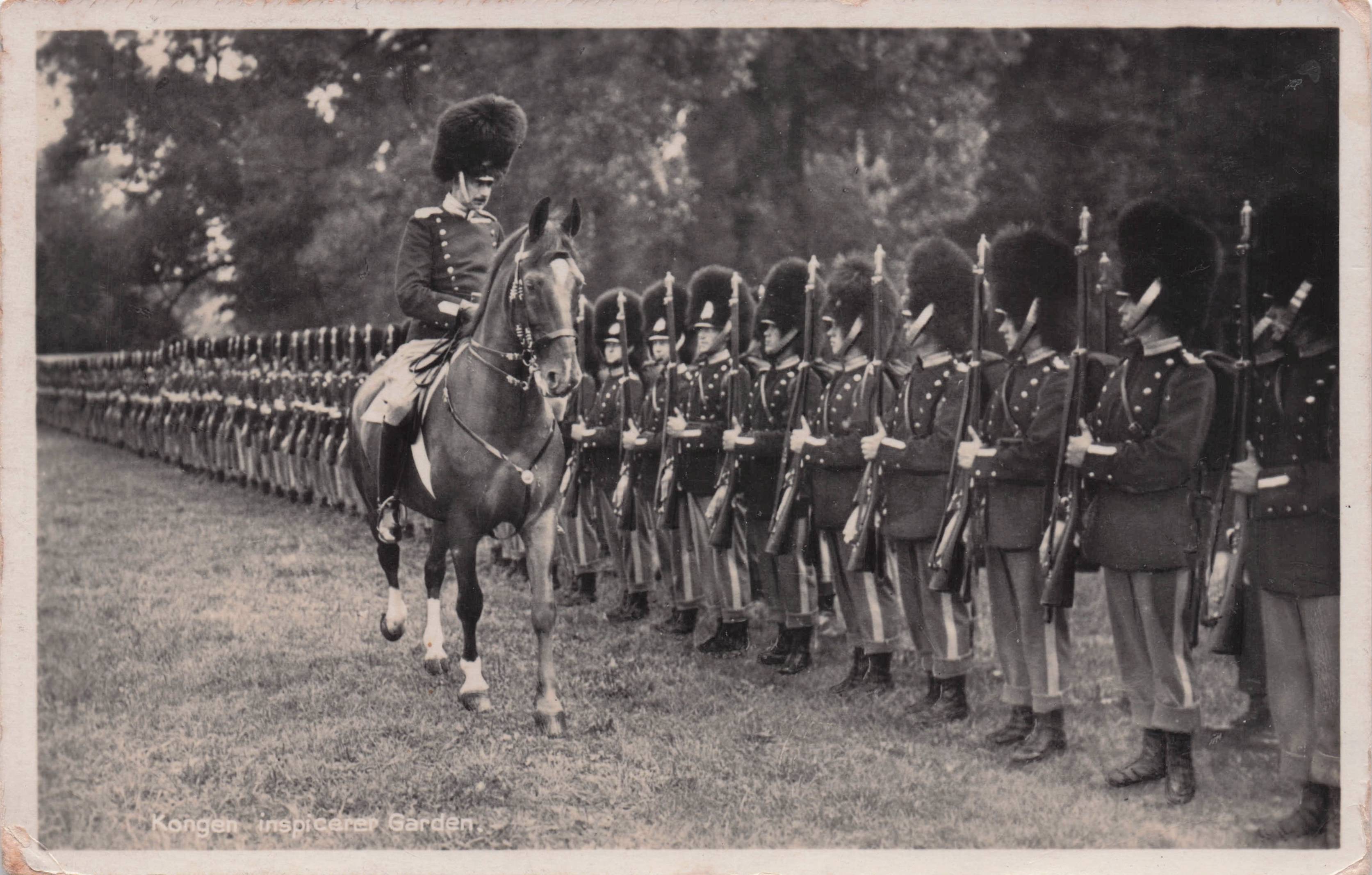 Kongen Christian X King Of Denmark Military Parade Antique Rare RPC Postcard