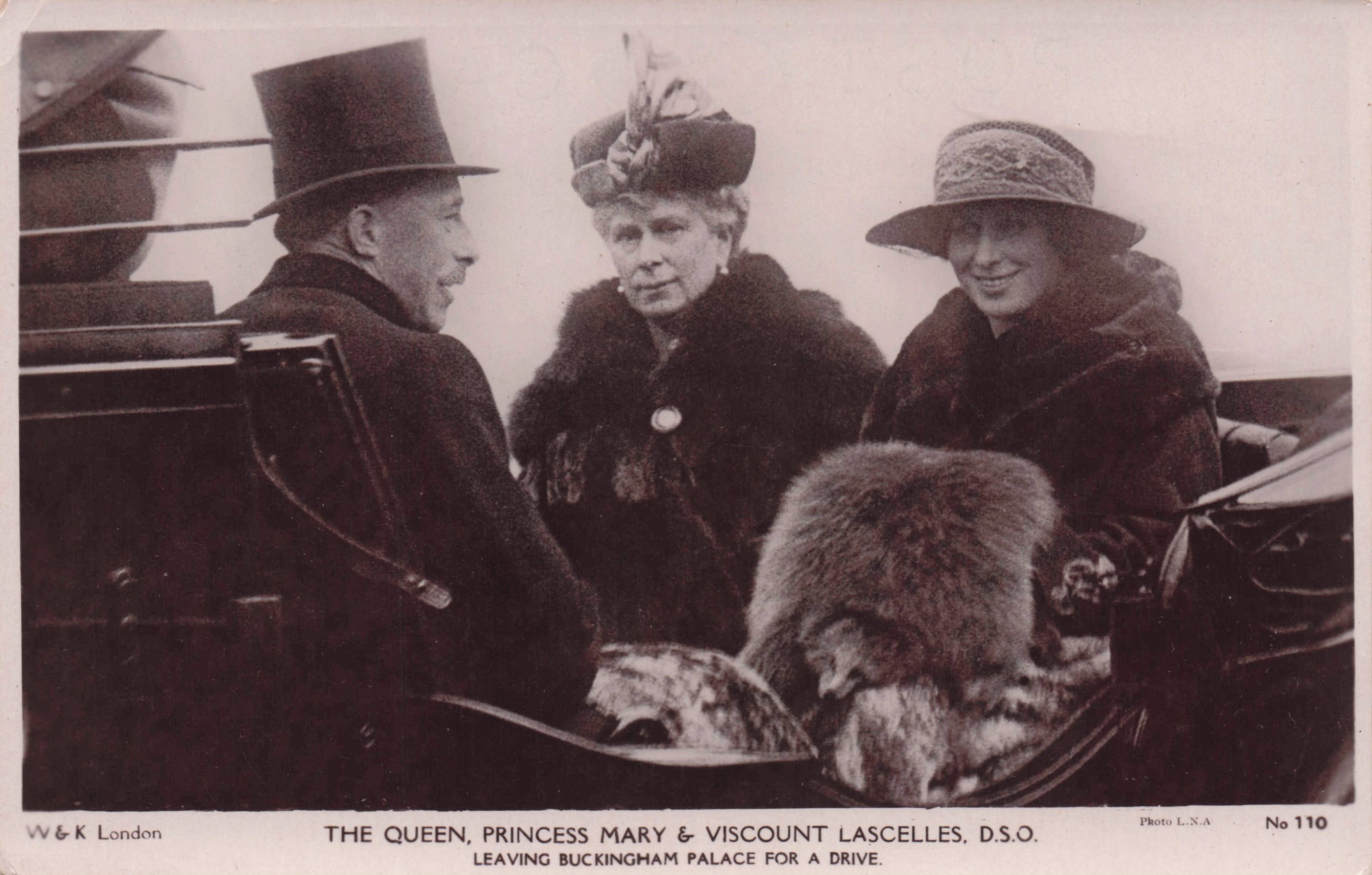 The Queen Princess Mary & Viscount Lascelles Royal Coach Old Postcard