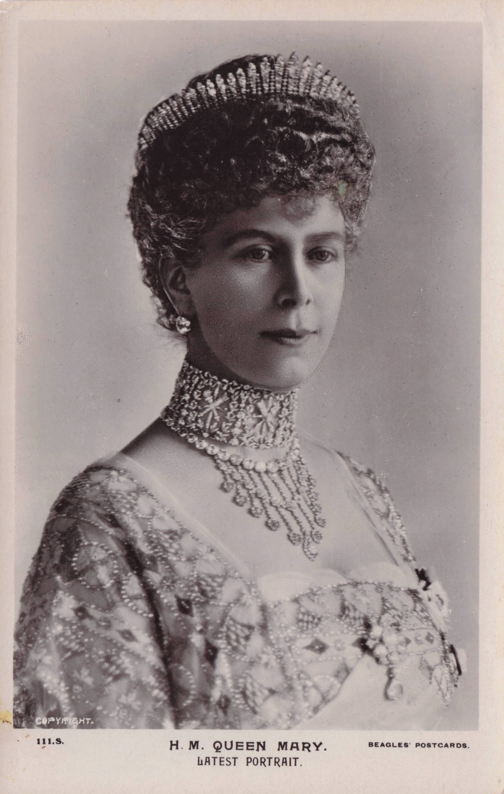Queen Mary Portrait Beagles Antique Real Photo Postcard