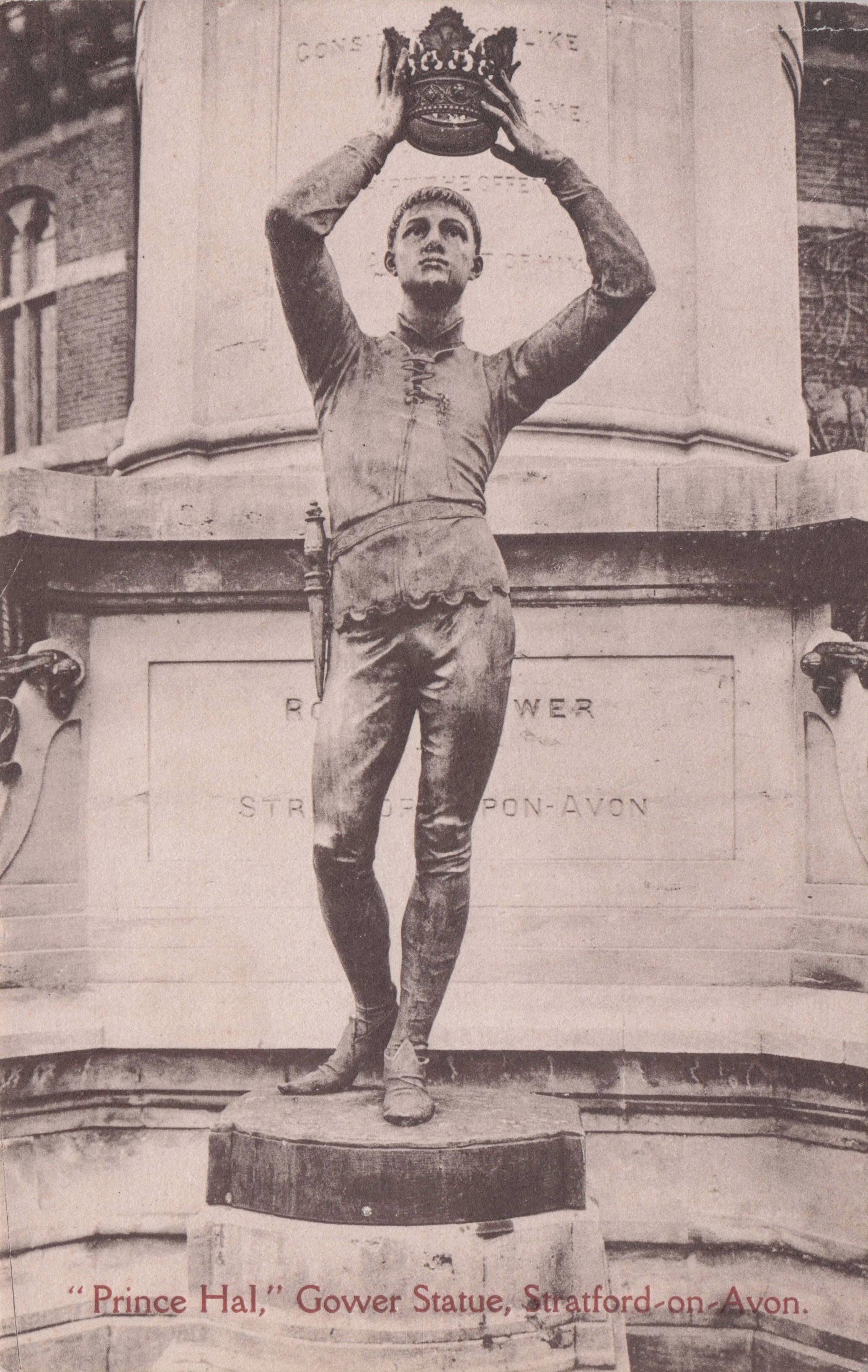 Prince Hal Royal Gower Statue Stratford On Avon Vintage Old Postcard
