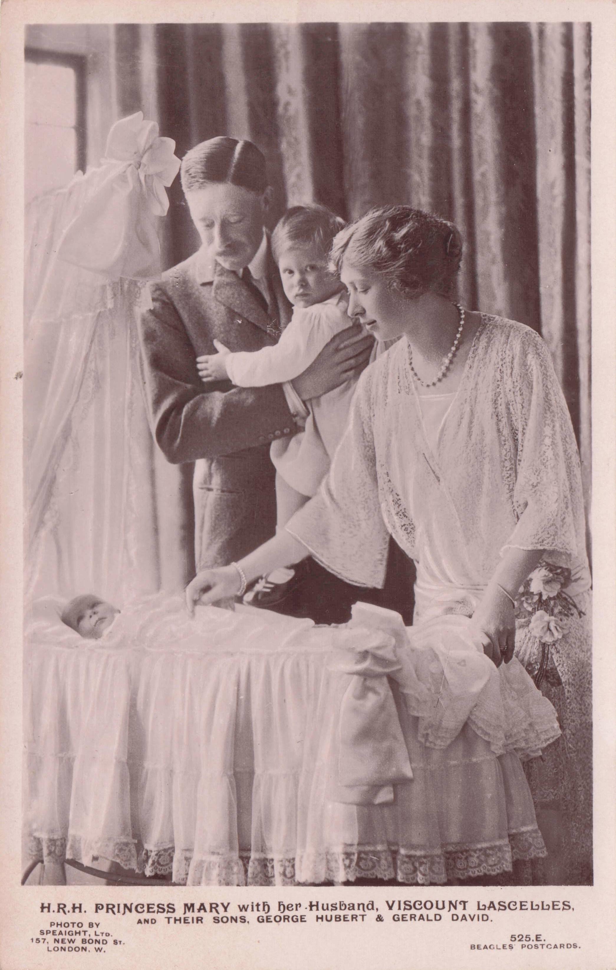 Princess Queen Mary With Her Husband Beagles Royal Family Old RPC Postcard