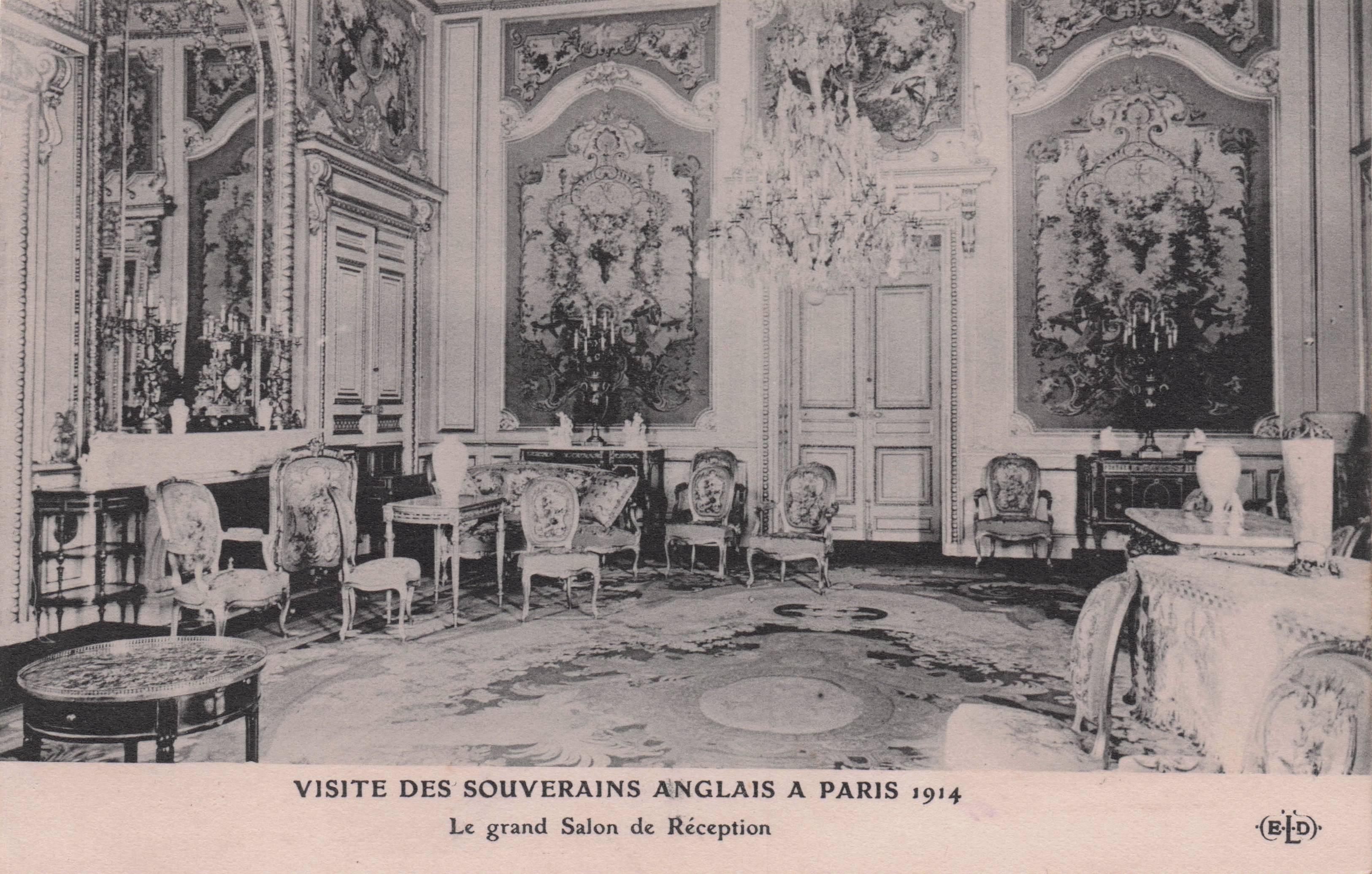 King George V Visit To Paris France in 1914 WW1 Grand Salon Antique Royal Postcard